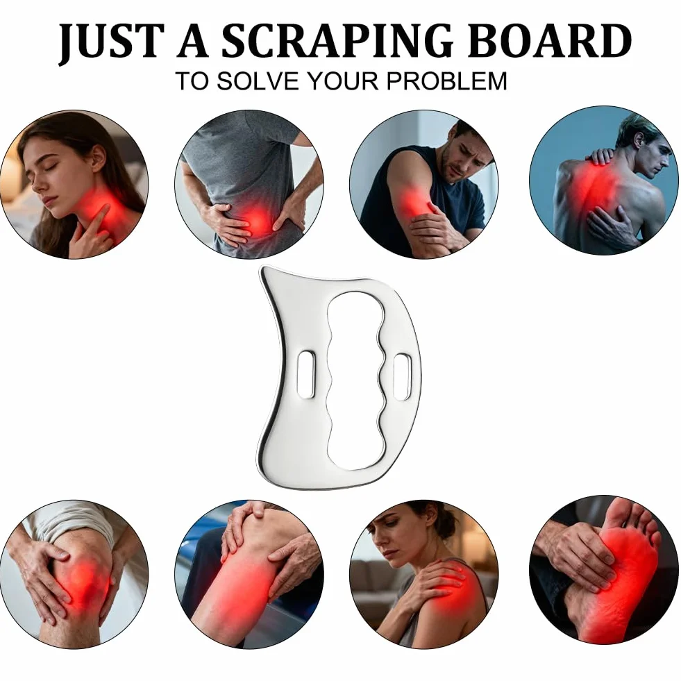 Gua Sha skrobak ze stali nierdzewnej gua sha z torbą do przechowywania, drenaż limfatyczny, masaż całego ciała, masaż cellulitu, do nóg, pleców, twarzy, karku, rozluźnienia mięśni i łagodzenia