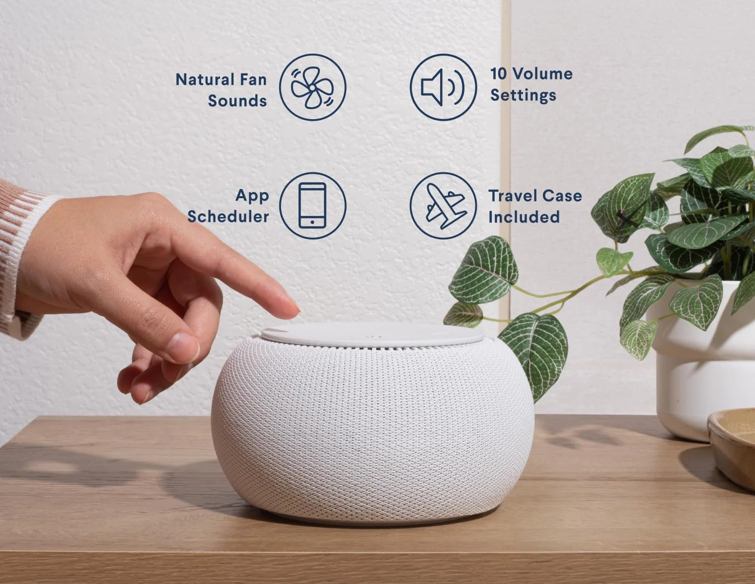 SNOOZ Pro Smart White Noise Machine Travel Case Wentylator Regulowany Ton Głośność Pilot Zdalnego Sterowania
