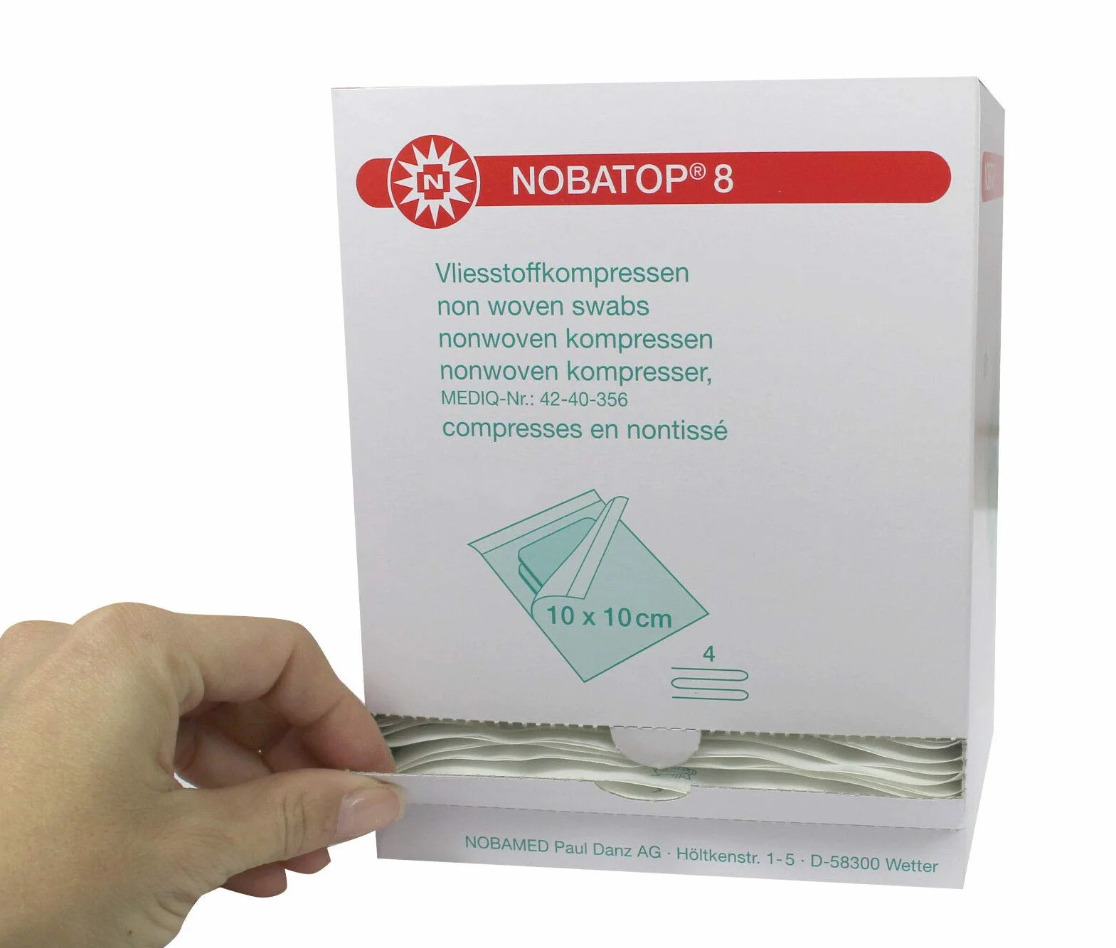 Noba Verbandmittel 8 kompresów 10 x 10 cm sterylne, 50 x 2 sztuki