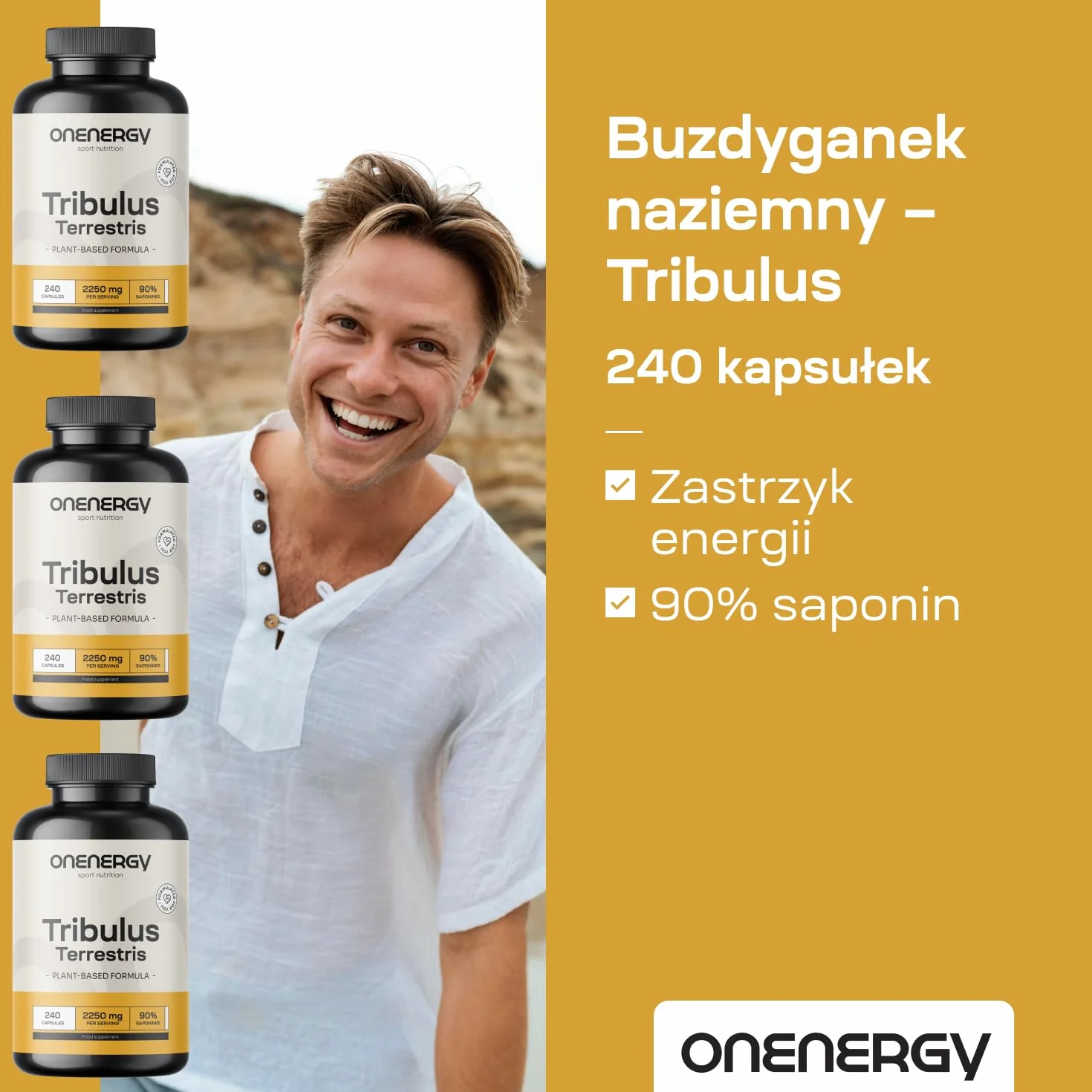 Tribulus 2250 mg 240 kapsułek 90% saponin Wyciąg ziołowy Buzdyganek naziemny