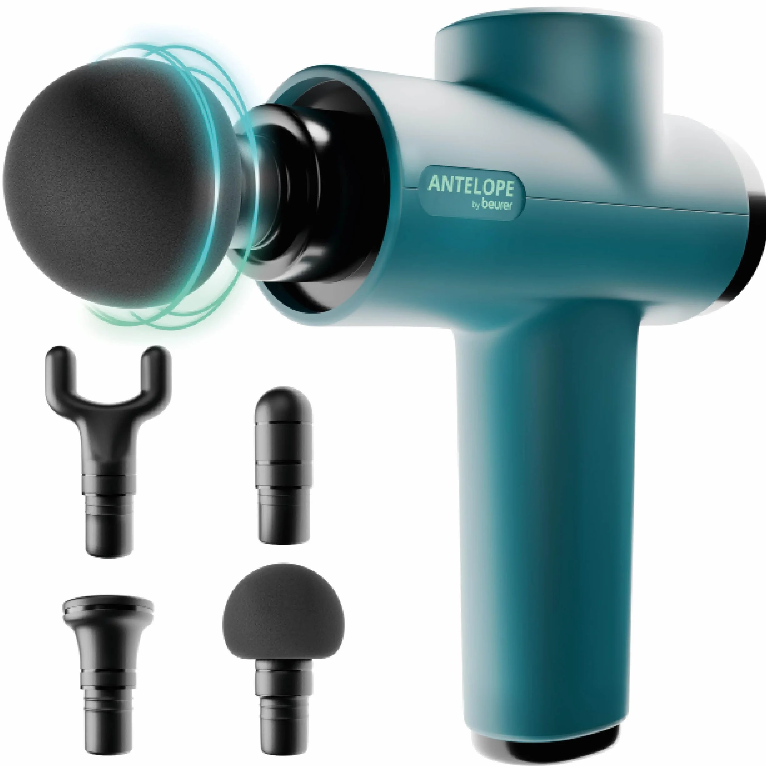 Beurer Pistolet do Masażu AMG 98 BOOM, Kompaktowy z 4 Nasadkami, 5 Poziomami Intensywności, Akumulator
