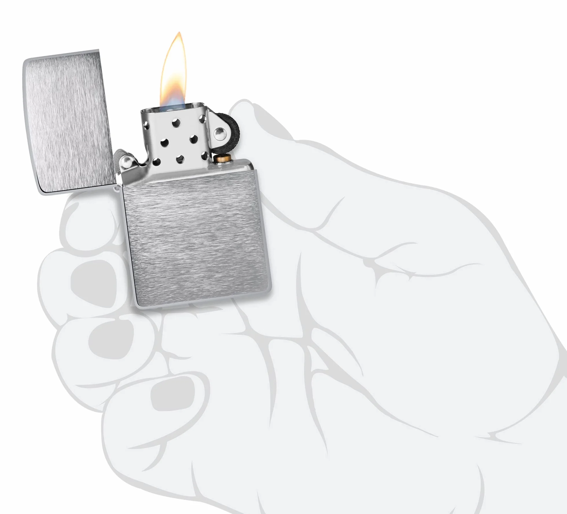 Zippo Zapalniczka Sztormowa Szczotkowany Chrom z Bocznym Grawerunkiem Płomienia Wielokrotnego Użytku Odporna na Wiatr Made in USA