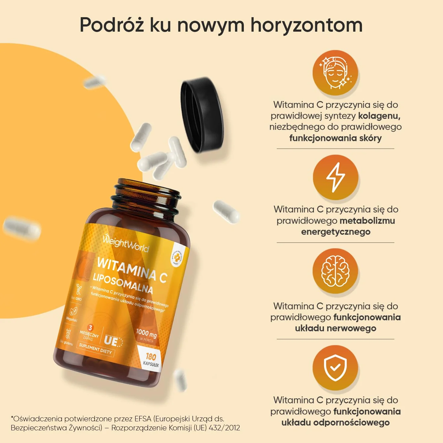 Witamina C liposomalna 1000 mg 180 kapsułek z dziką różą wegański bez GMO