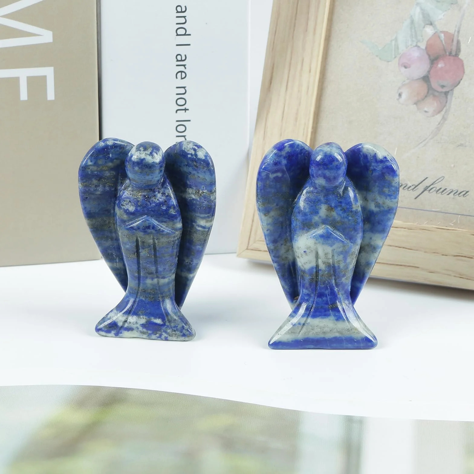 Naturalny lapis lazuli statuetka aniołka, ręcznie rzeźbiona kryształowa torba na figurki, dekoracja, 5 cm