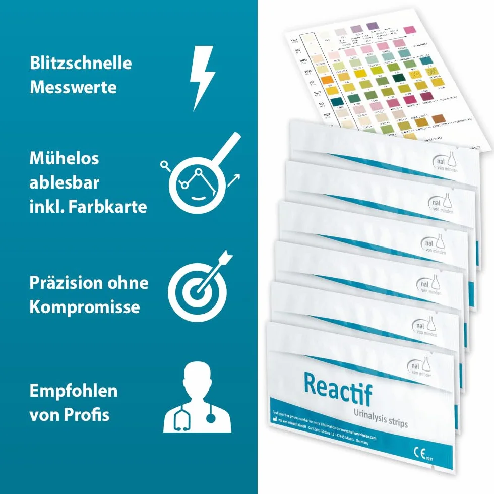 Reactif Test zdrowotny: Paski testowe do moczu 11 parametrów – Szybki test na zapalenie pęcherza moczowego i infekcje dróg moczowych z oddzielną kartą referencyjną do kolorów