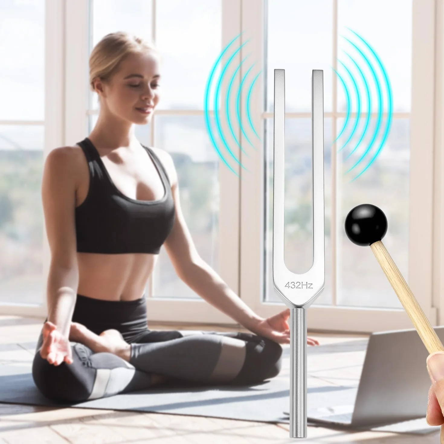 QWORK Kamason ze stopu aluminium 432 Hz z młotkiem silikonowym