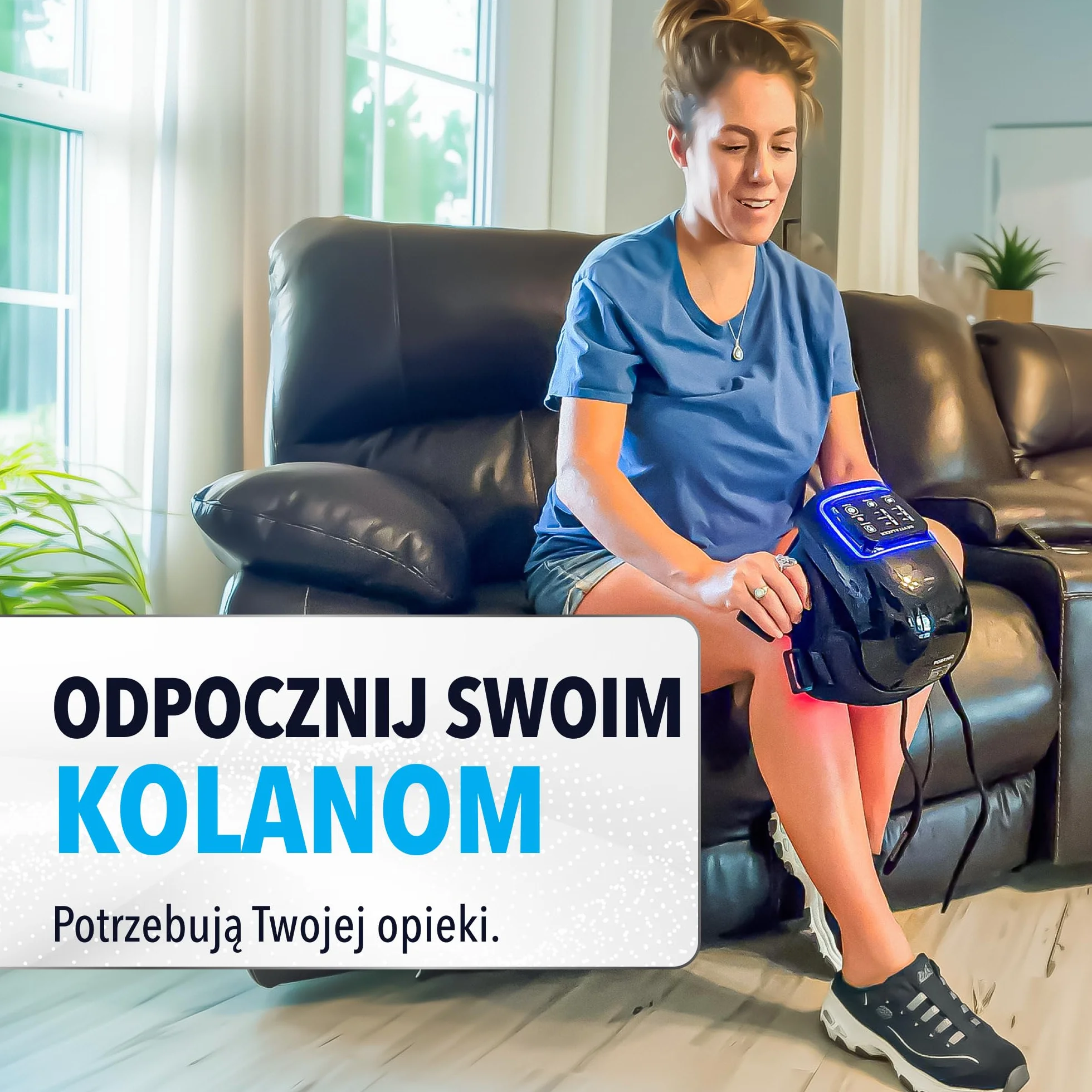 FORTHiQ Pro+ Masażer Kolana z Ciepłem i Czerwonym Światłem Bezprzewodowy Regulowane Paski