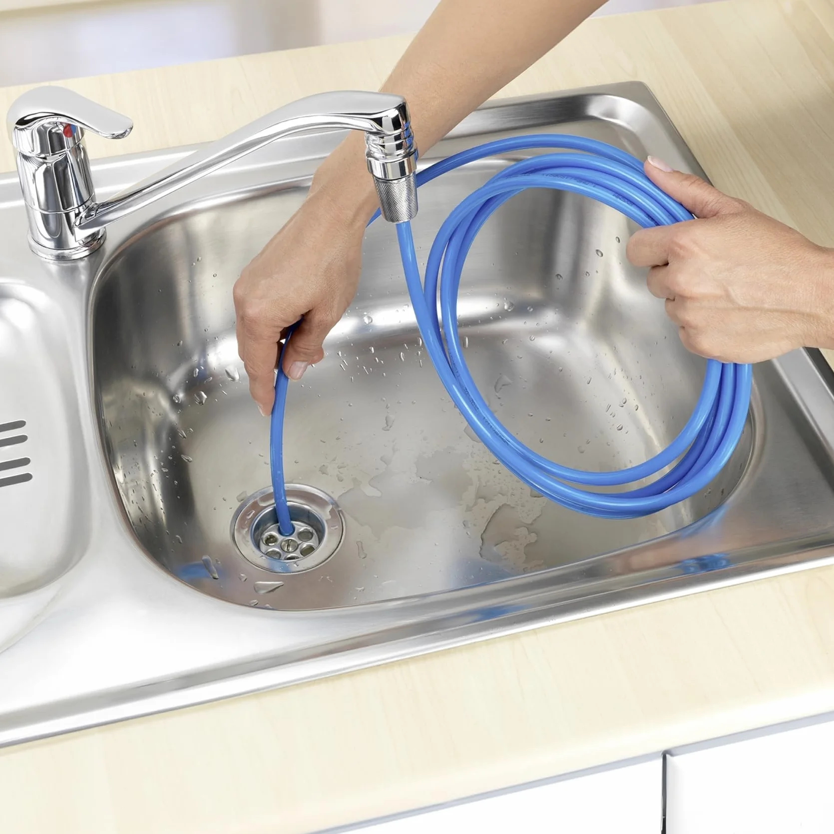 Środek czyszczący Mod. Power bez rur Twister wysokociśnieniowy środek do czyszczenia odpływu z mosiężną dyszą Easy Clip System do rury odpływowej 3 x 250 x 3 cm niebieski