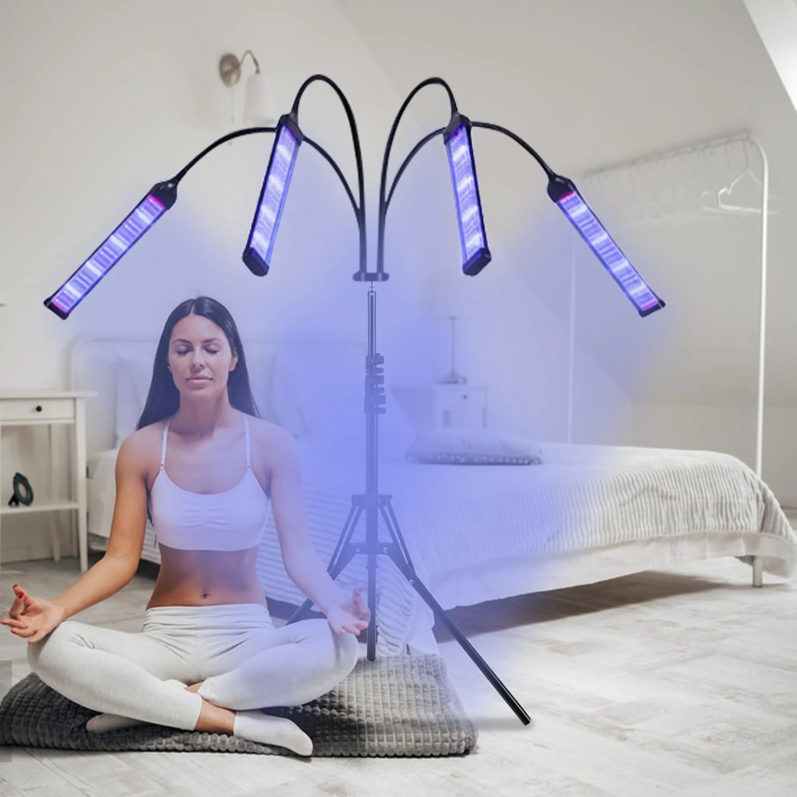 Solarium do domu 40W 420 diod LED 460 nm z 4 regulowanymi szyjami do opalania twarzy i ciała