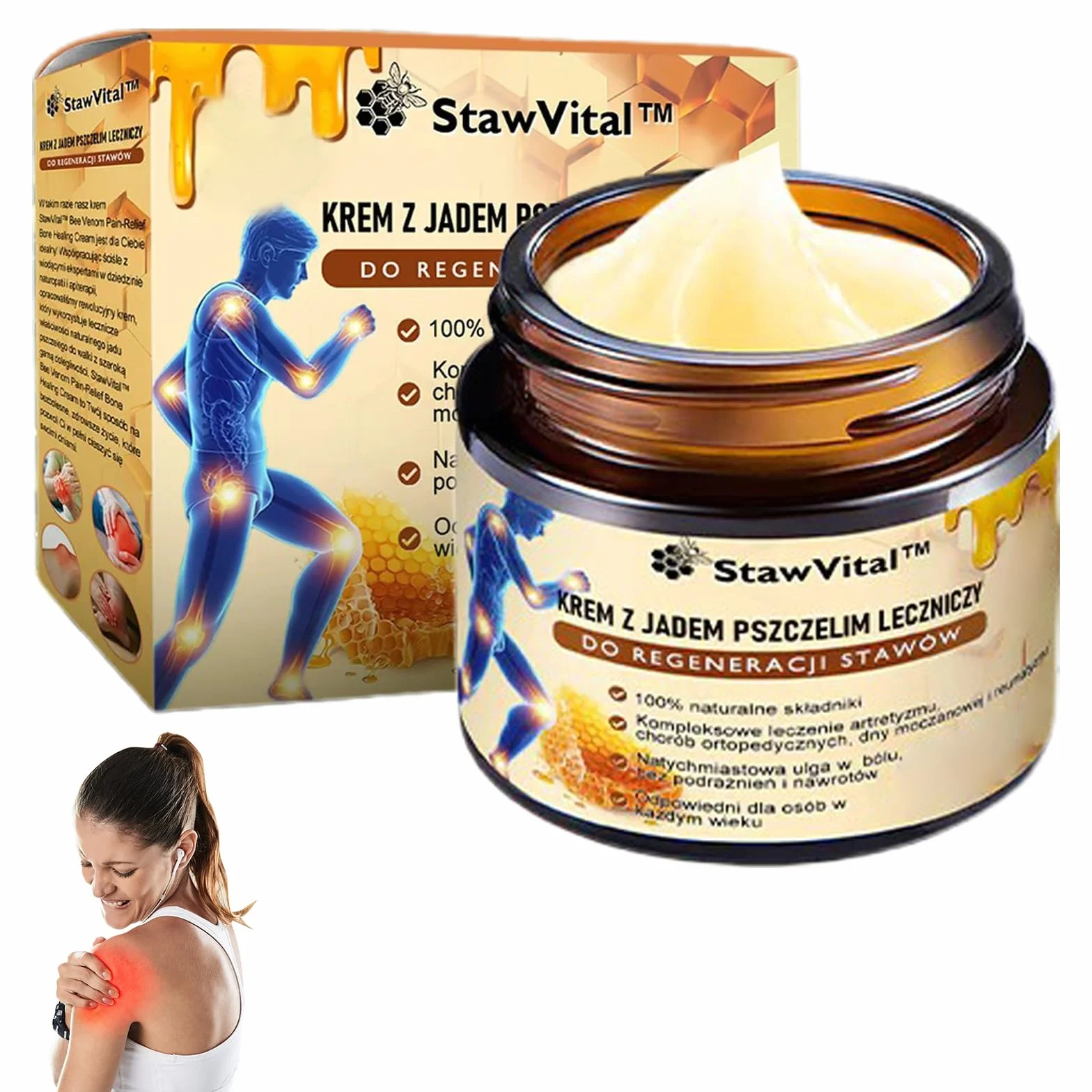 StawVital Kremz Jadem Pszczelim Leczniczy do Regeneracjistawów,Krem jadu pszczelego do stawów i kości, Bee Venom Crem, maść na jad pszczeli, 30 ml (1)