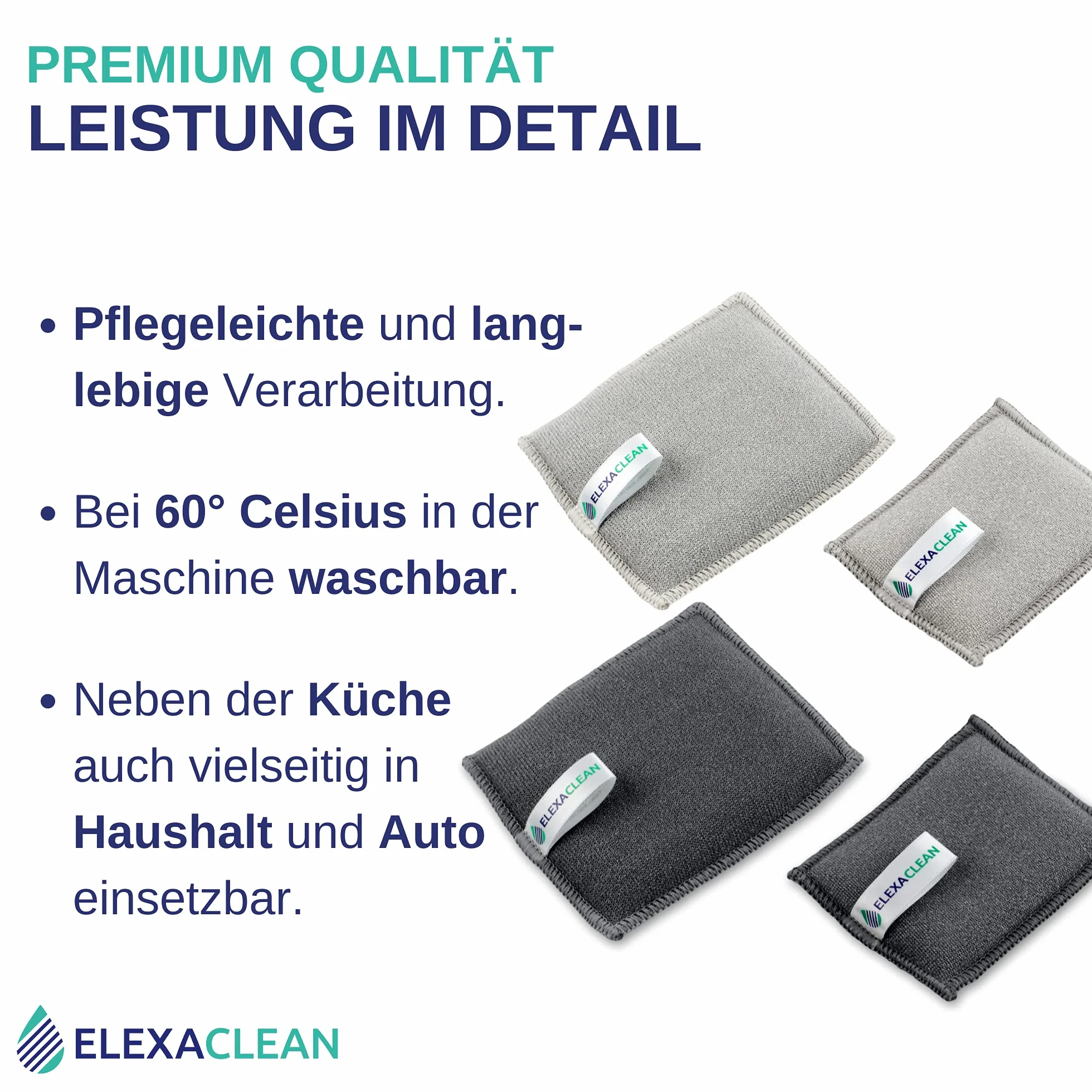ELEXACLEAN gąbka kuchenna 3 szt. mikrofibra 12x10 cm antracyt