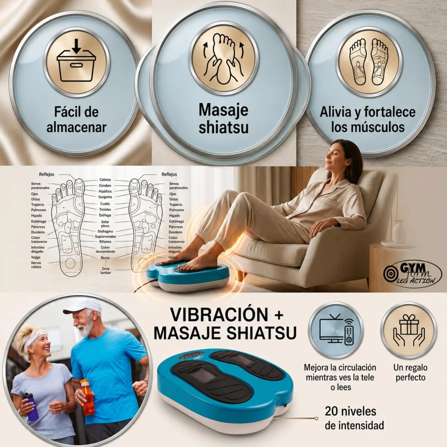 Platinum Masażer stóp i nóg Shiatsu z pilotem 10 programów 20 prędkości