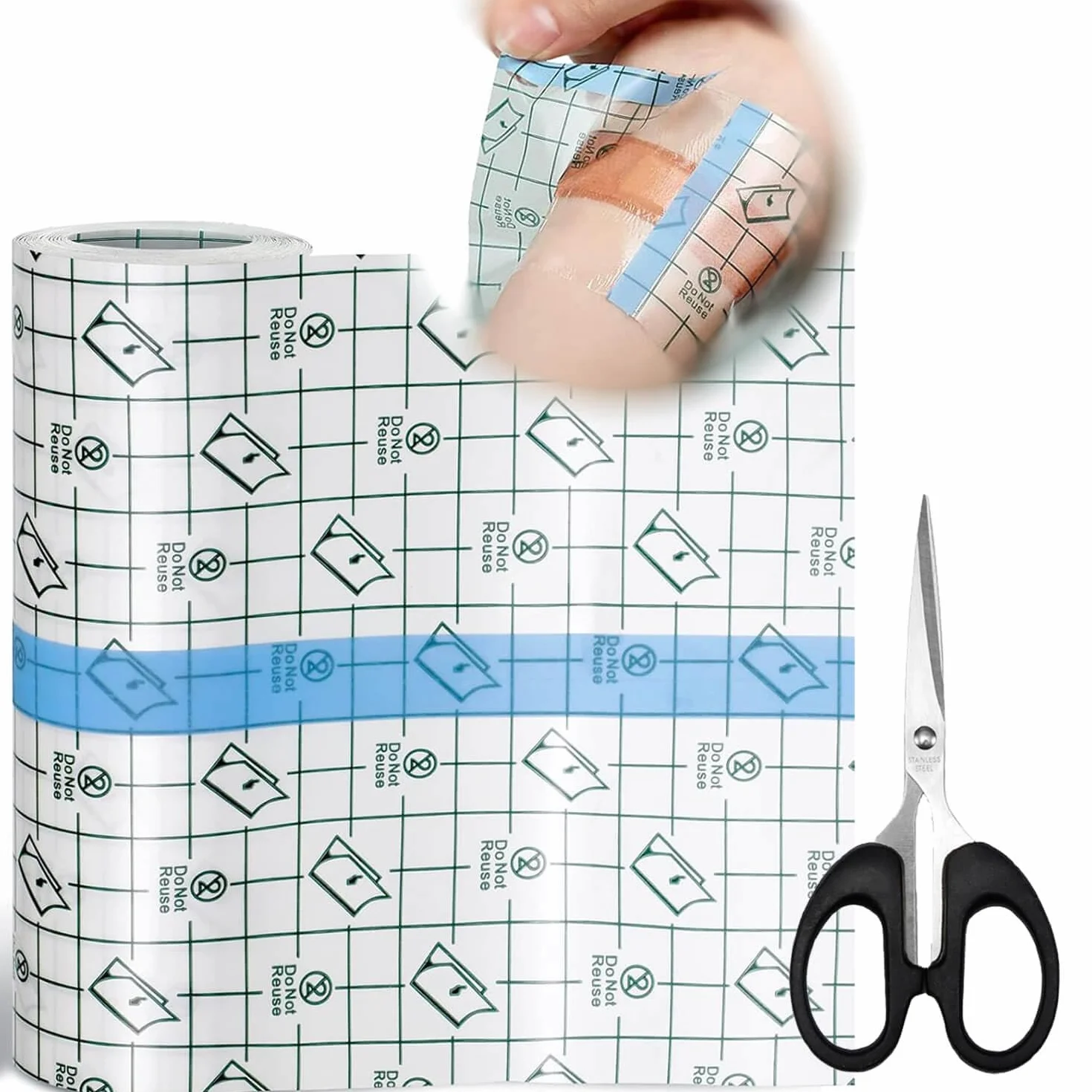 Tattoo Second Skin 15cm*5m Second Skin(With Scissors) Waterproof Bandage 丨Second Skin Tattoo Cover,Clear Plaster for Tattoo for Wrists, Shoulders, Arms, Wound Dressing, Protective Shield