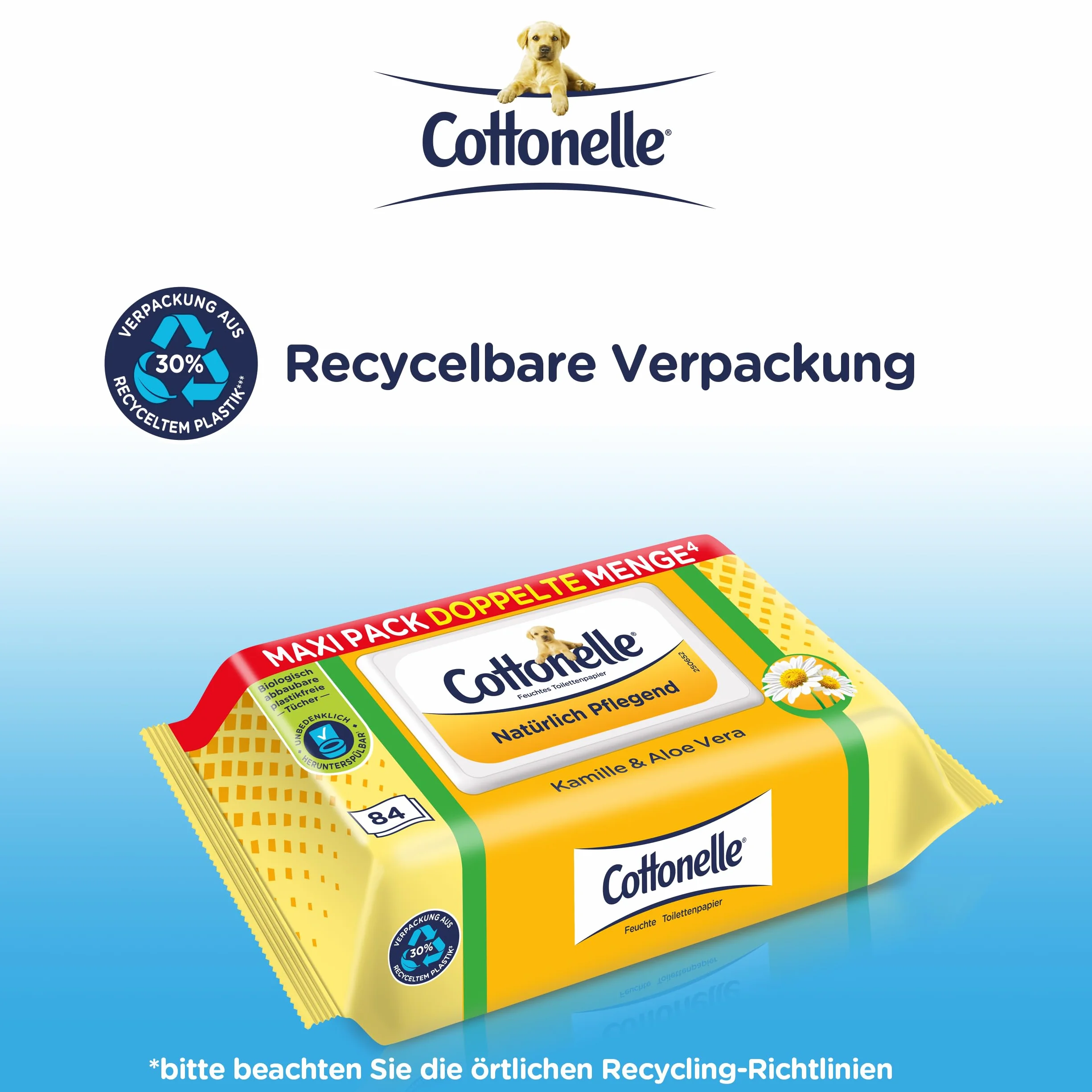 Cottonelle Wilgotny papier toaletowy rumianek i aloes biodegradowalny 84 chusteczki nawilżane