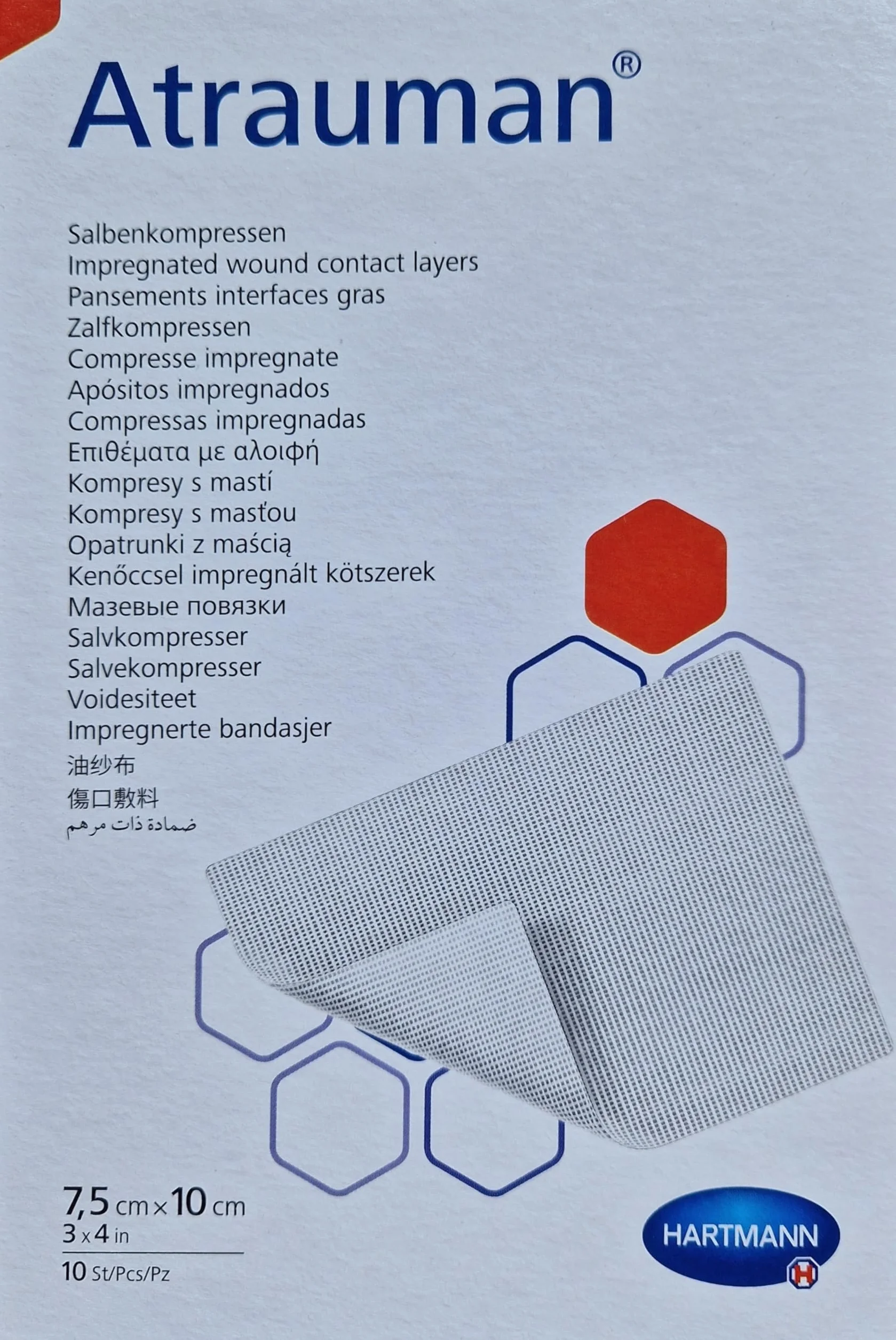 ATRAUMAN 7,5 x 10 cm sterylne kompresy 10 sztuk
