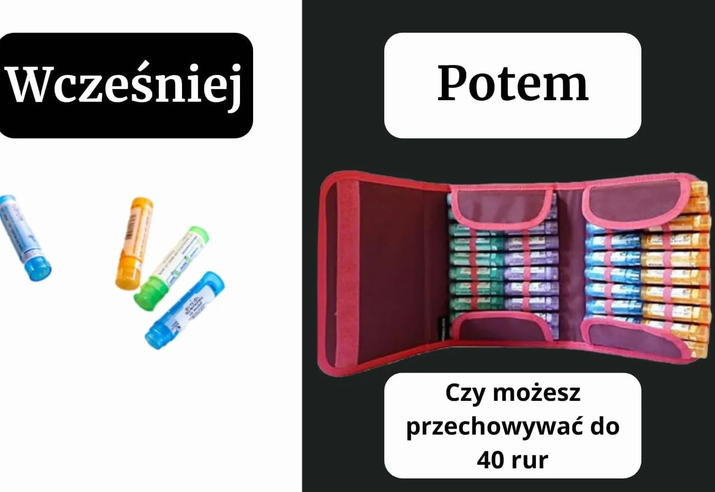 HOMEO-Case | Etui Homeopatyczne z 40 Przestrzeniami na Fiolki Boiron o Pojemności 4 Grama | Nie Zawiera Fiolków | śliwkowy