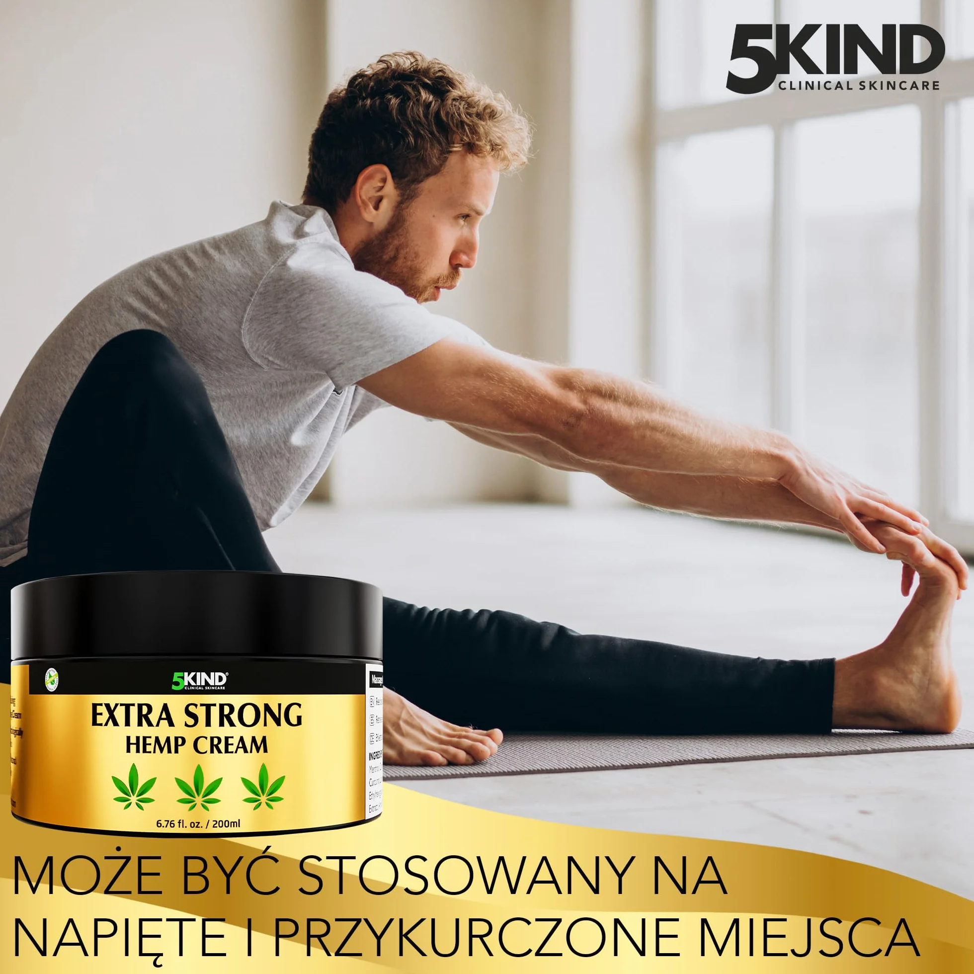 5kind Ekstra Mocny Krem Konopny 200ml - Silny Olej Konopny i Krem Arnikowy do Masażu Stawów i Mięśni