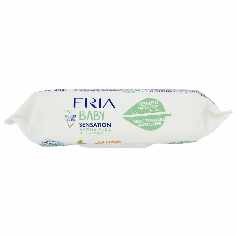 Fria Baby Sensation czysta woda Chusteczki do zmiany pieluch, formuła z 98% oczyszczoną wodą o działaniu oczyszczającym skórę, testowane dermatologicznie, 70 chusteczek