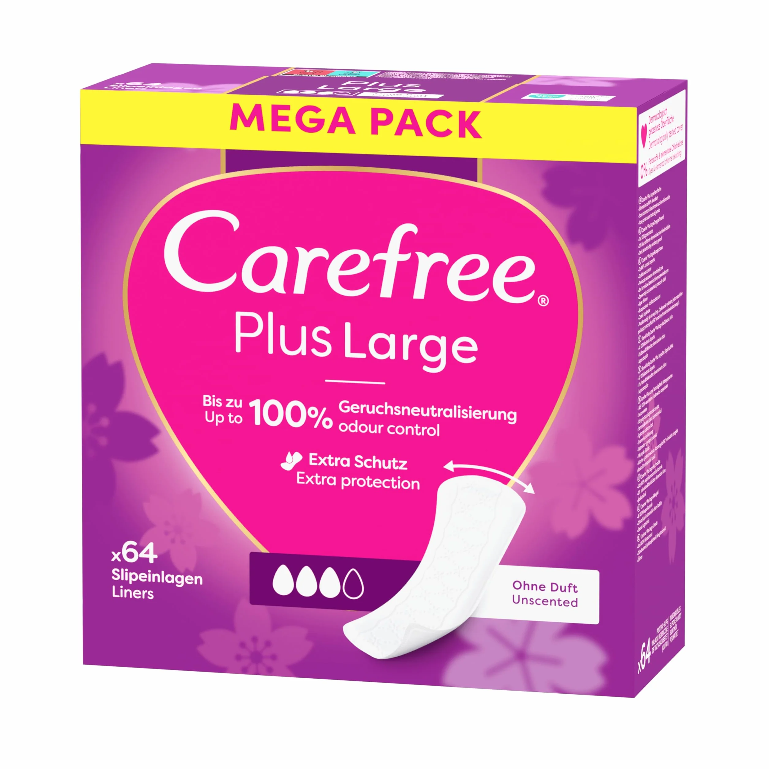 Carefree Plus Large Wkładki higieniczne 64 szt. chłonne ochrona przed wilgocią