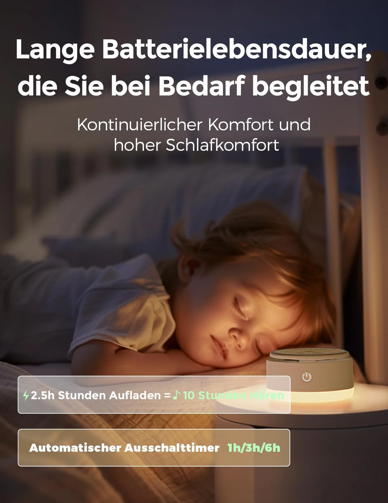 Momcozy Geräuschmaschine dla niemowląt 20 Kojących Dźwięków Dotykowe Światło Przenośny Biały Hałas Timer Do Zasypiania Żółty