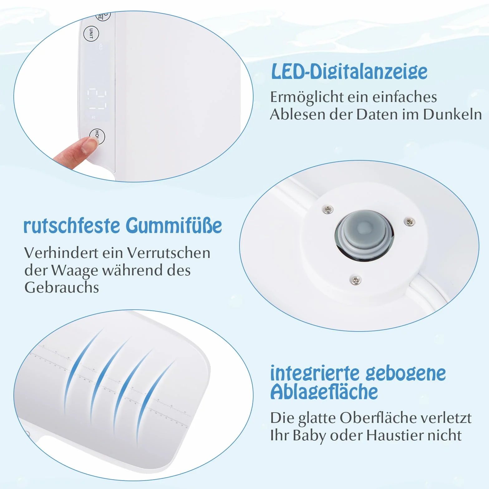 GOPLUS Cyfrowa waga dla niemowląt z Bluetooth i aplikacją, wyświetlacz LED, funkcja tarowania