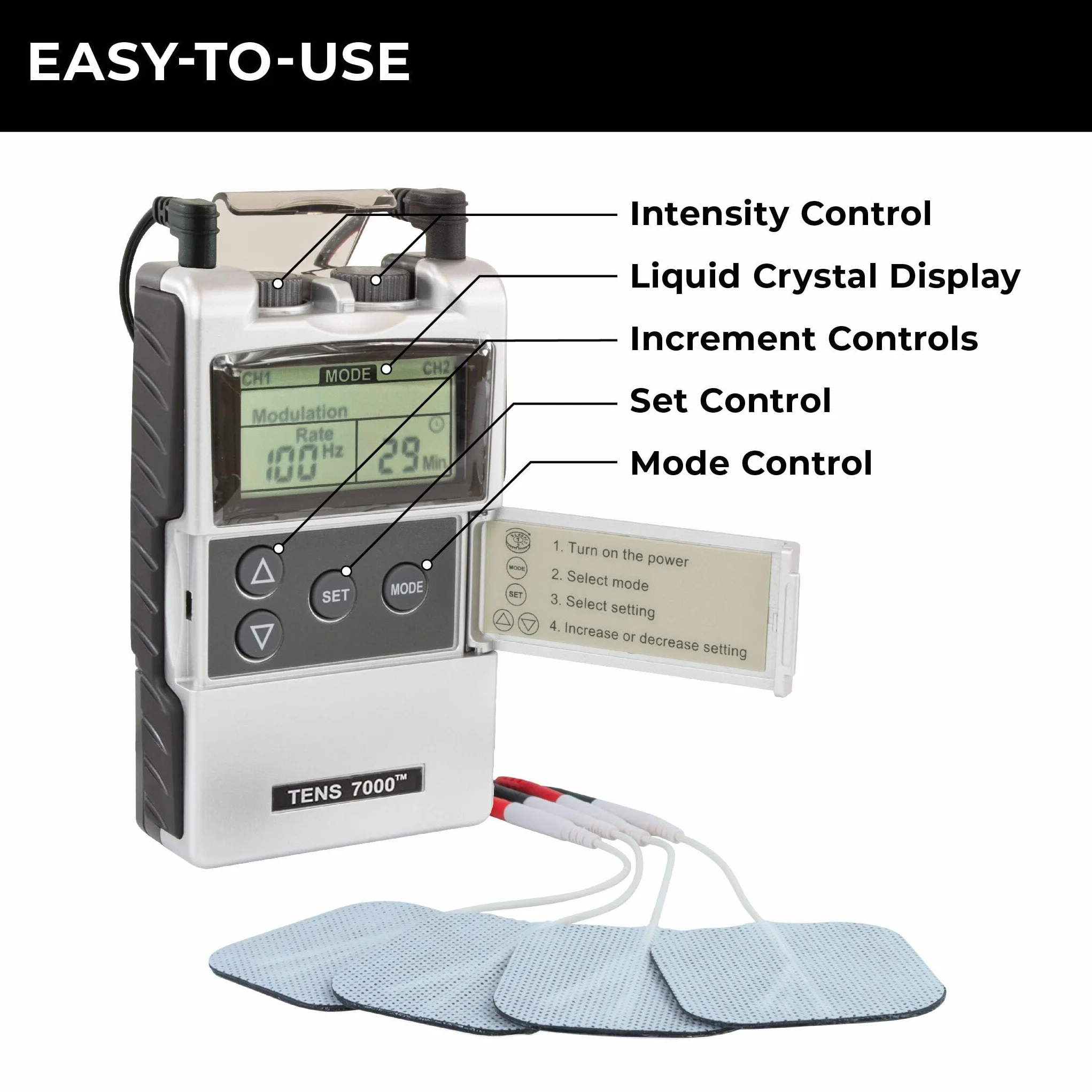 Tens 7000 2nd Edition Estimulador Muscular Digital Electroestimulación Transcutánea con Accesorios