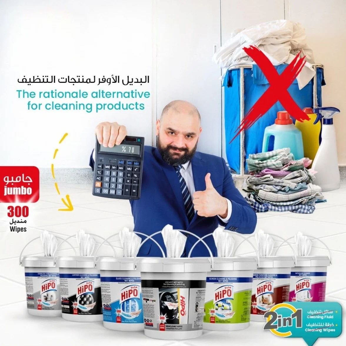 HiPO Wet Wipes for Bathroom Cleaning, 300 Wipes