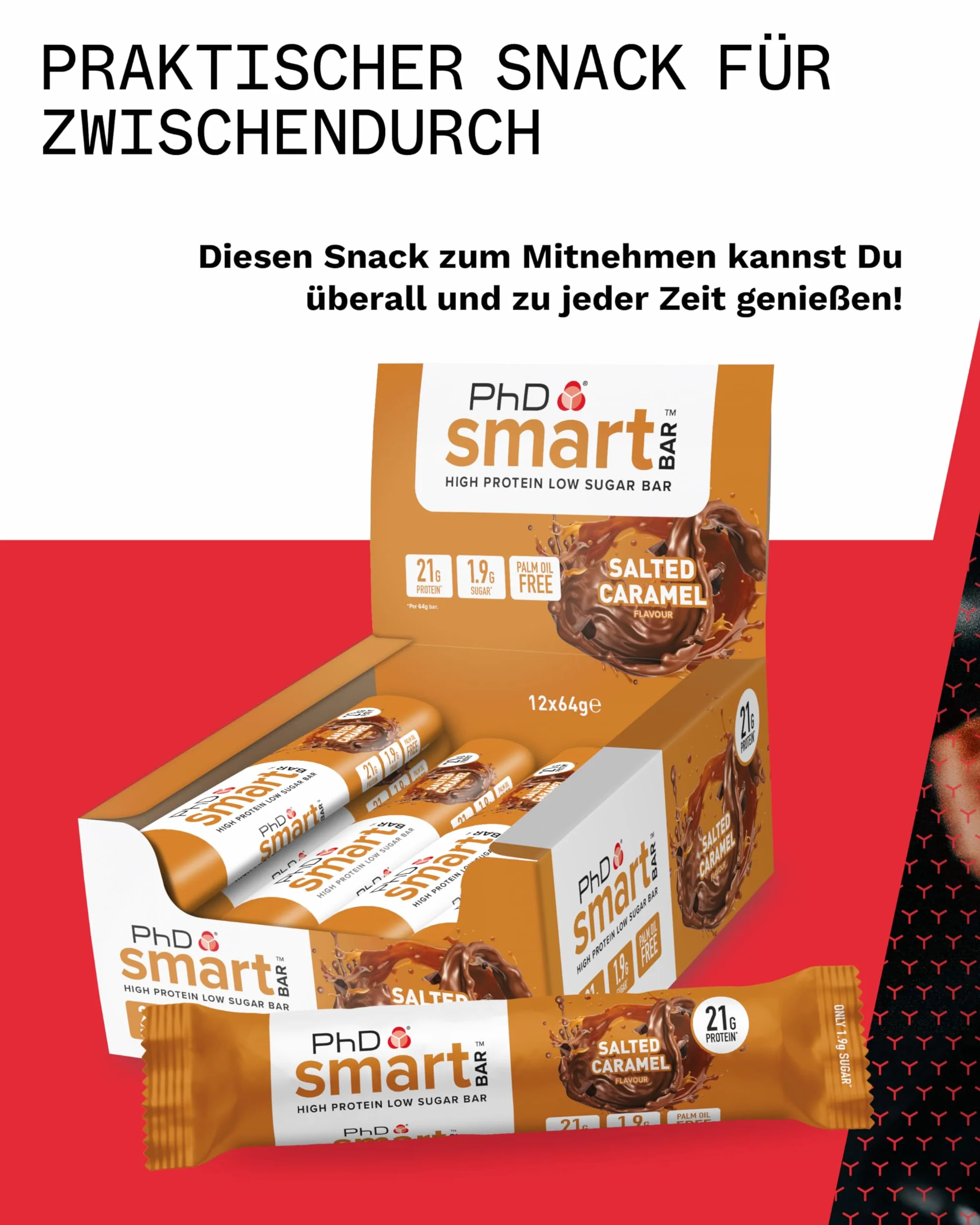 PhD Nutrition Smart Plant Bar baton proteinowy wegański 20g białka 64g 12 sztuk solony karmel