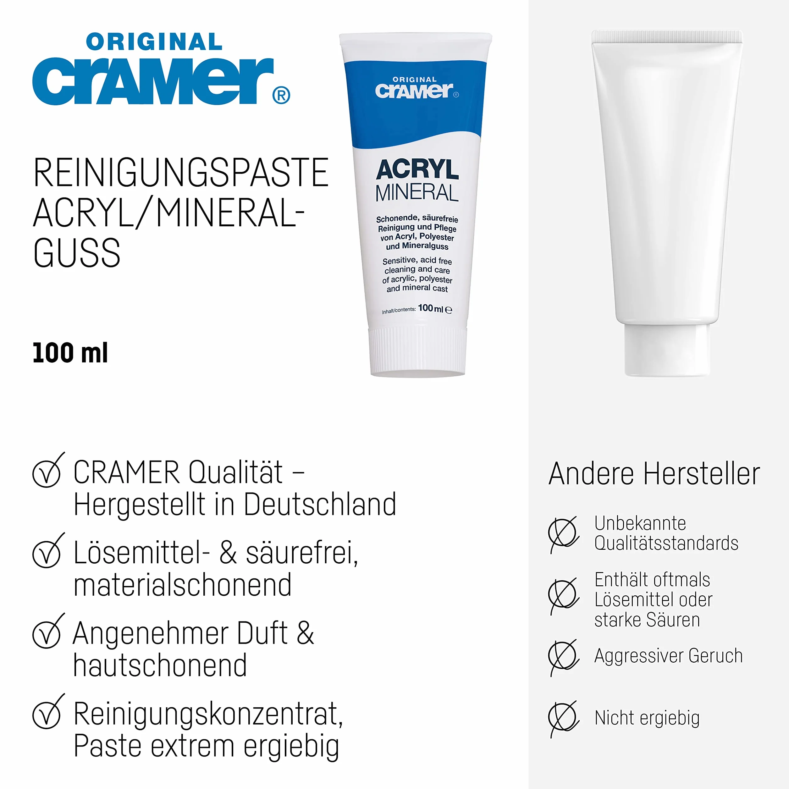 Cramer Acryl Mineral 30200 Pasta Polerska, Biały, 100 ml