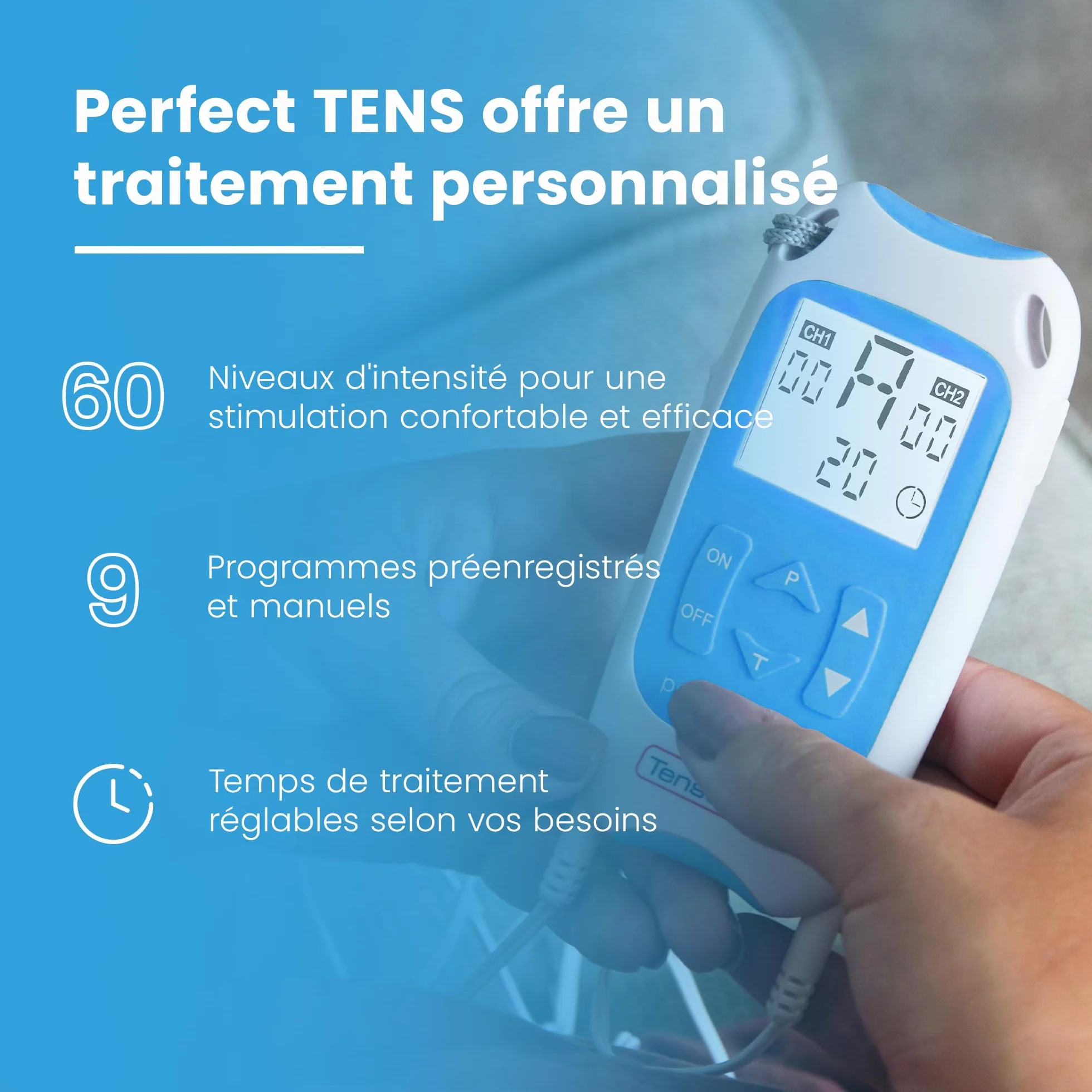 TensCare - Perfect TENS, aparat łagodzący ból + 12 elektrod 50 x 50 mm