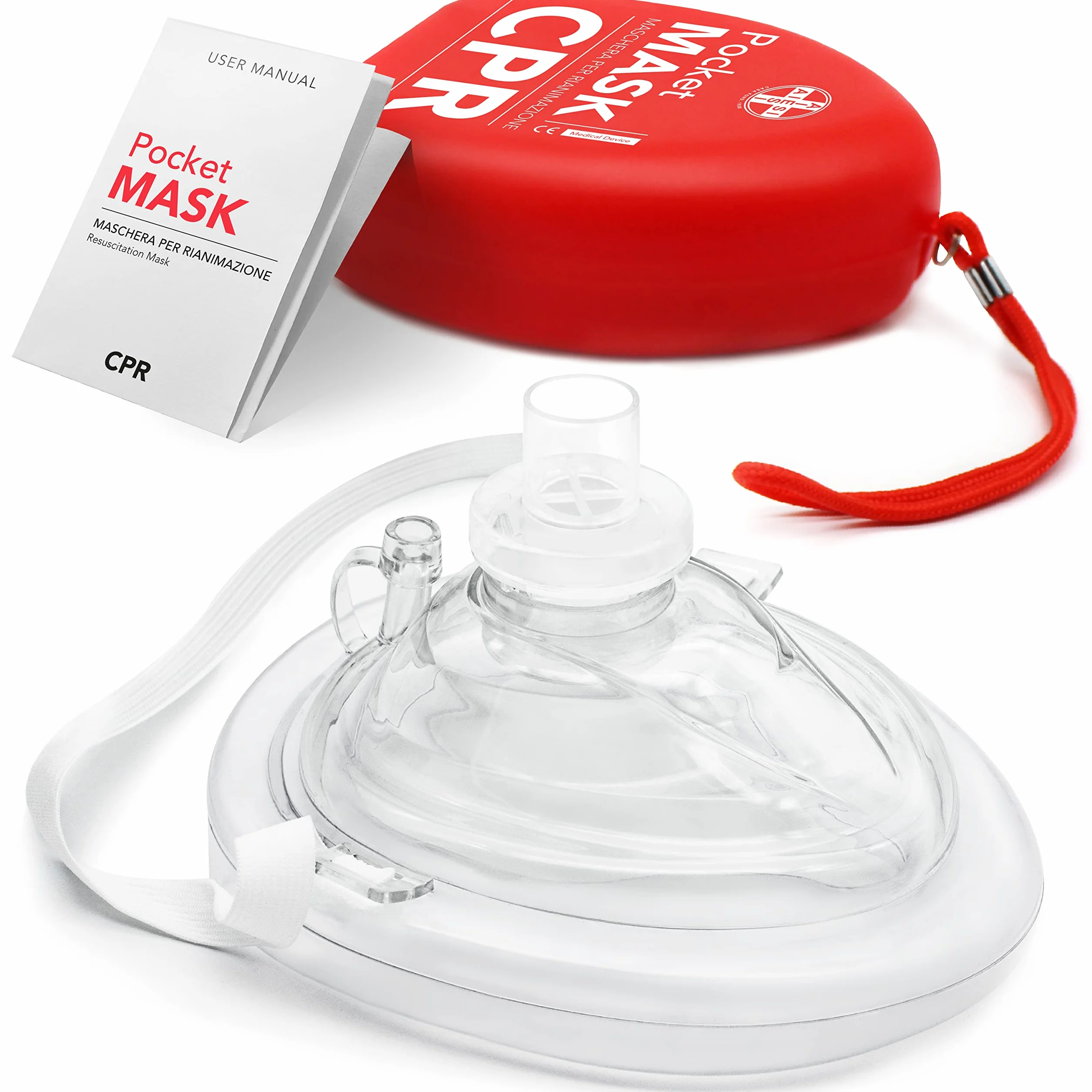 AIESI® Pocket Mask profesjonalna maska ​​do resuscytacji metodą usta-usta z zaworem jednokierunkowym i filtrem, maska ​​do resuscytacji CPR