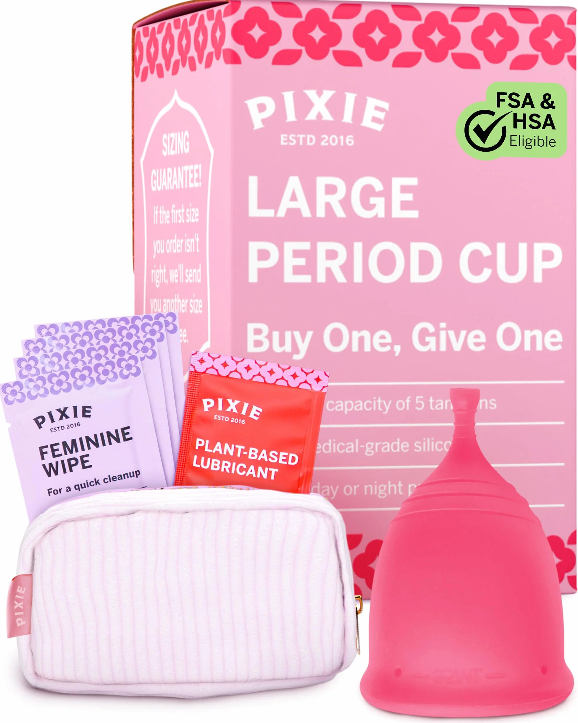Pixie Menstrual Cup Ranga 1 dla najbardziej komfortowych miseczek menstrualnych i lepszego usuwania stem niż wszystkie inne marki. Każdy kubek jest kupiony z kobietą w potrzebach w przypadku dużych