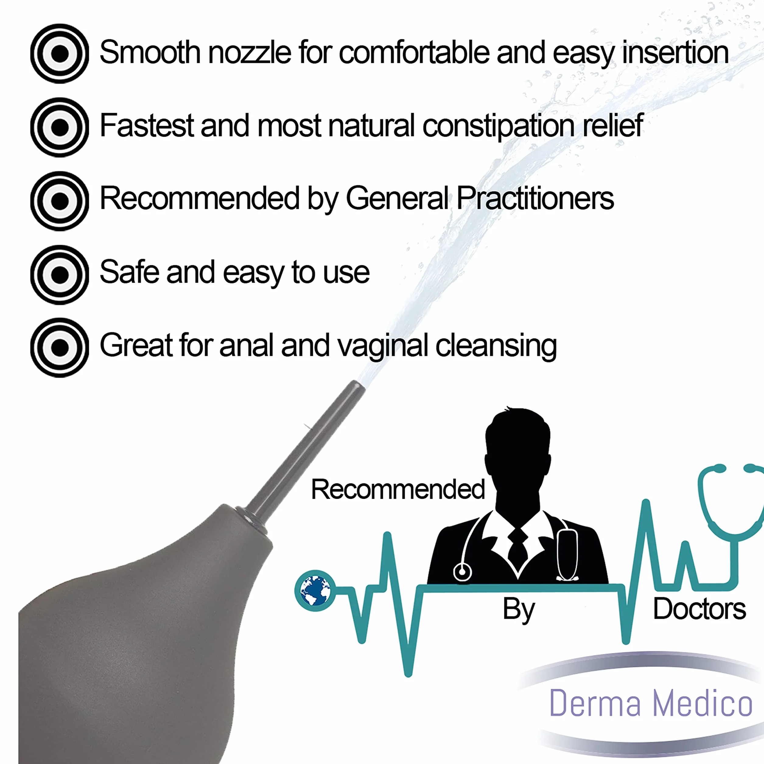 Premium Enaema Bulb Duche Safe Wygodne 3 Dysza Silikonowa Zestaw lewatywny dla mężczyzn i kobiet - Zestawy medyczne Certyfikowane FDA Szybkie zaparcia Safe Safe Guma Clearing Cleaning