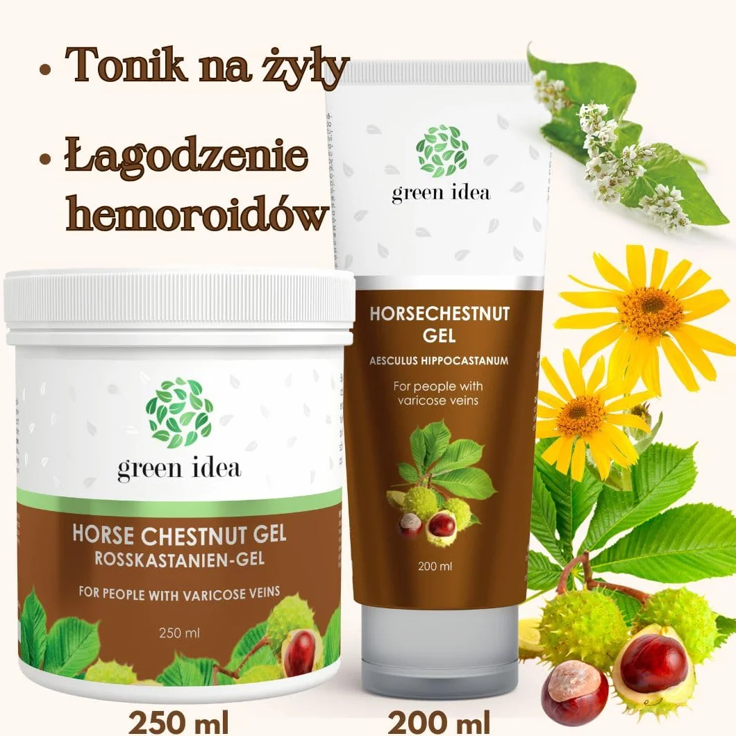 Green idea – Maść kasztanowa na żylaki - kasztanowiec, arnika, rutyna - na pajączki i hemoroidy - maść żylna 200 ml