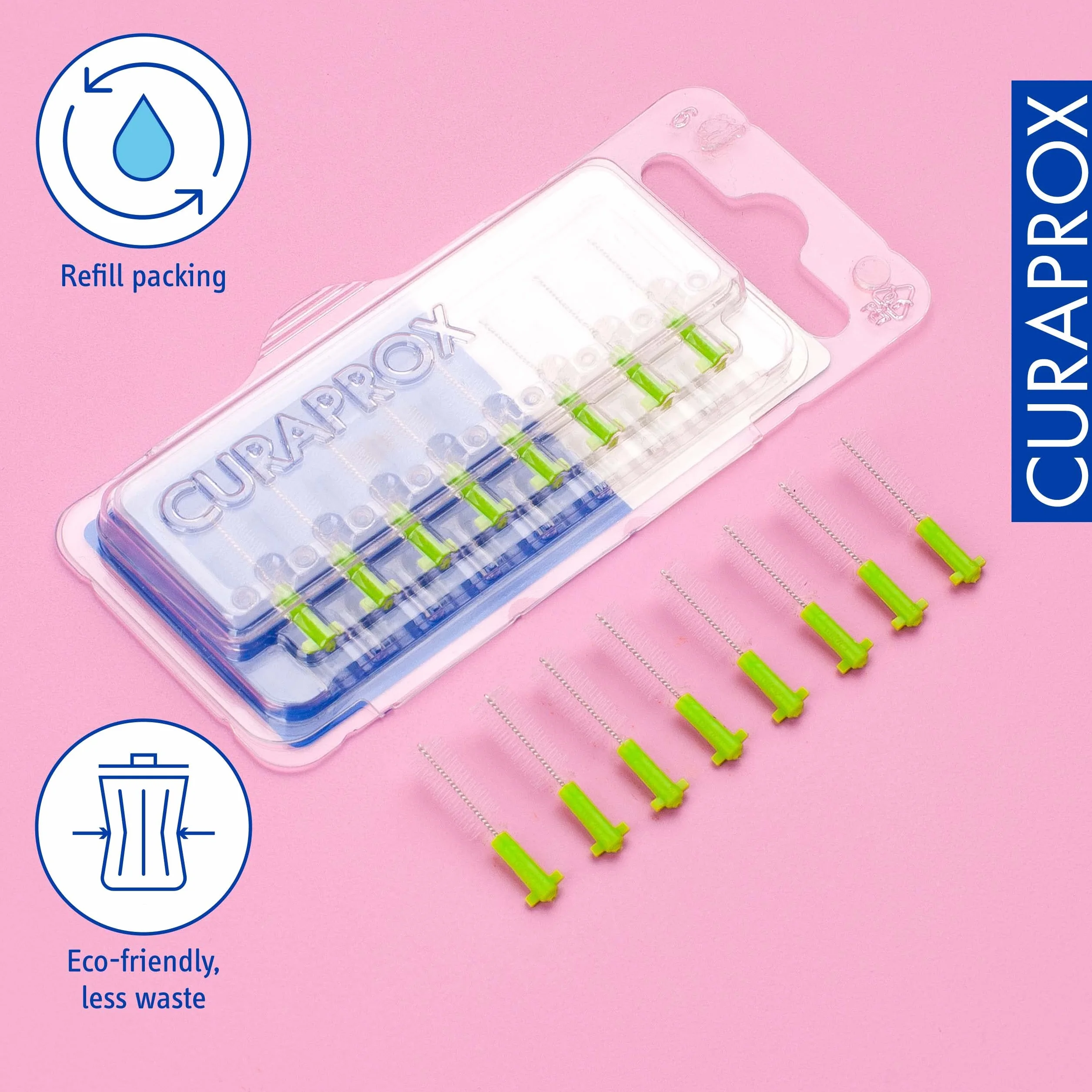 Curaprox CPS 011 Prime-ISO Interdental Brush Wkłady Rozmiar 3, Zielony, Ultra-Fine, 8-Pack