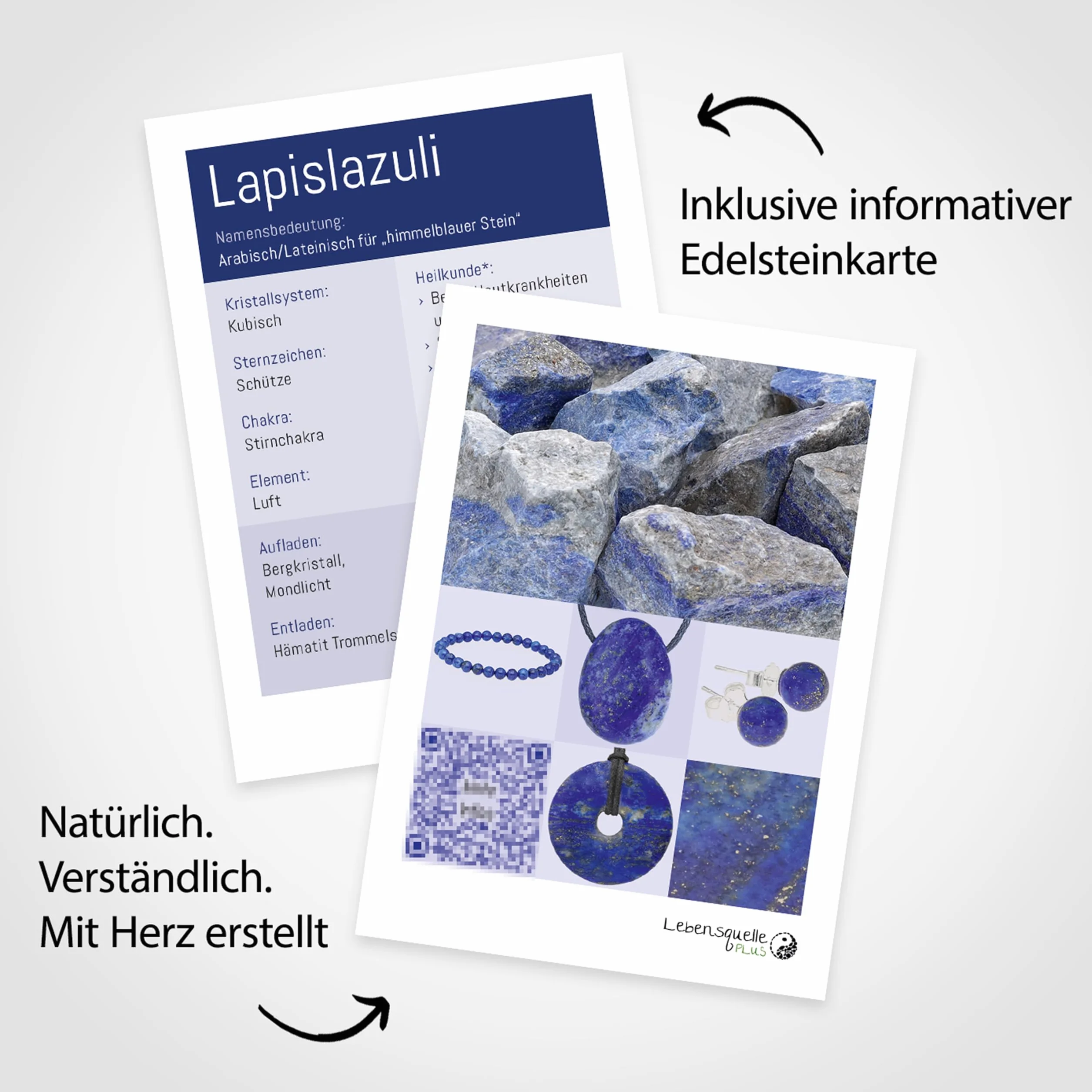 Kamień tarczowy lapis lazuli | kamień przyjemny w dotyku kamień kieszonkowy | wysokiej jakości kamień szlachetny źródło życia Plus