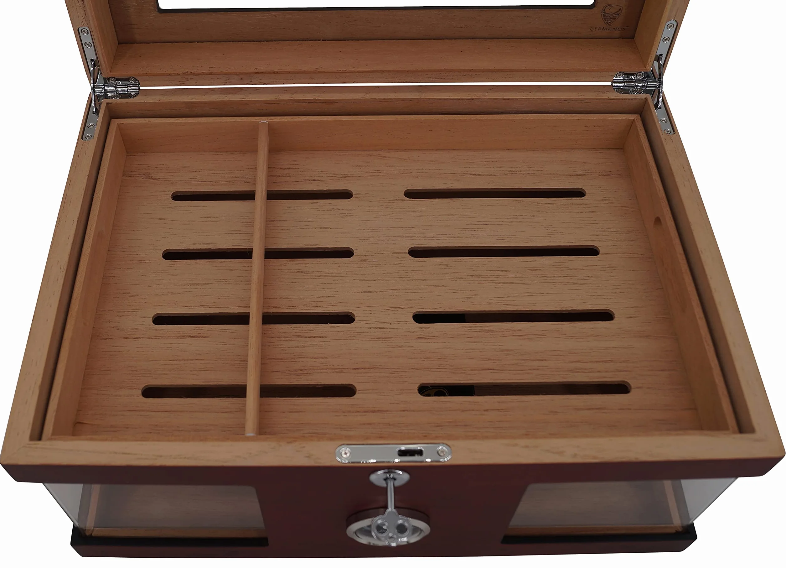 GERMANUS Humidor skrzynia z okienkiem brązowa