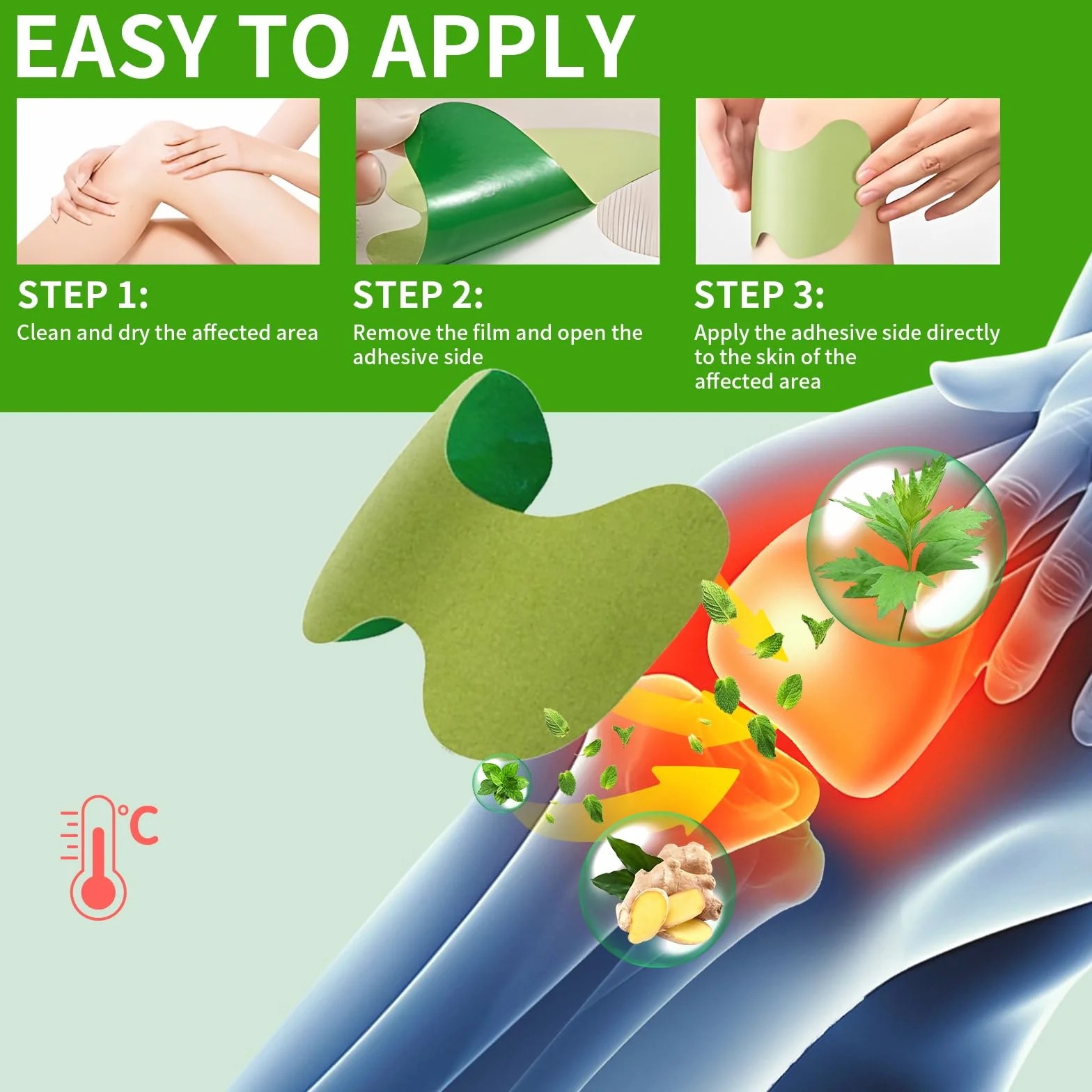 Pain Relief Patch, 72 sztuki łatek łagodzących ból kolana, samoprzylepne plastry rozgrzewające, plastry łagodzące ból, naturalne ziołowe łatki łagodzące ból kolan, pleców, karku