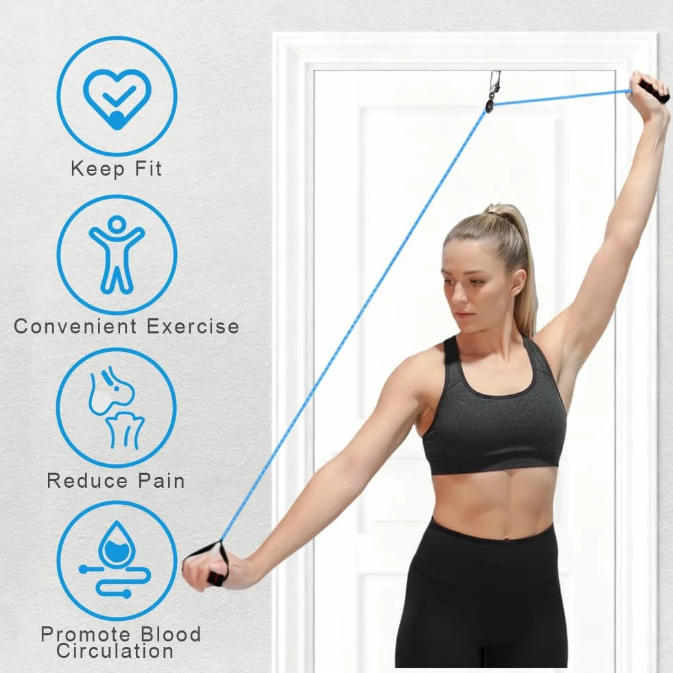 flintronic Schultertrainer Pulley, Schlingentrainer do ćwiczeń mobilności ramion z uchwytami i mocowaniem Niebieski