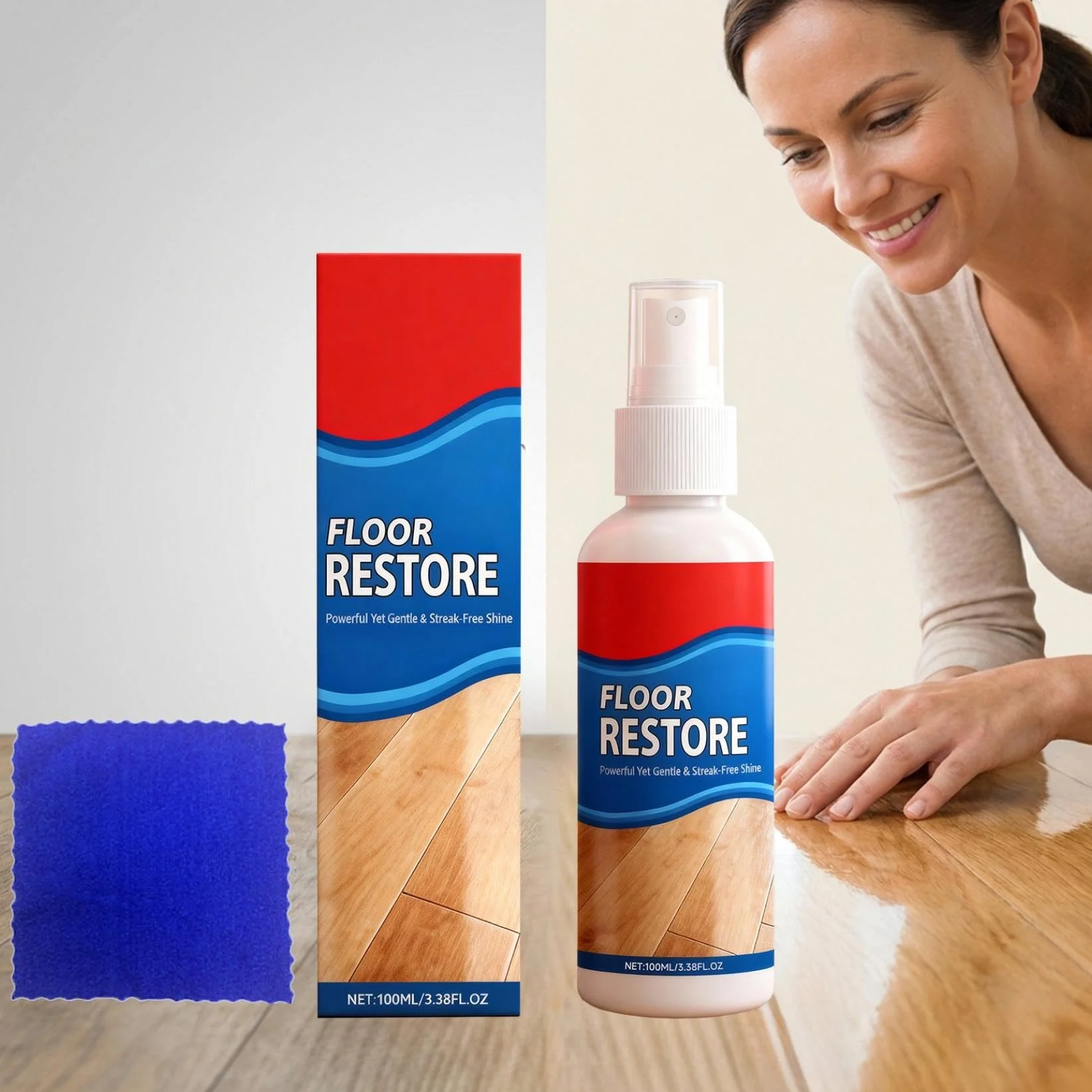 Floor Restore, środek do polerowania podłóg drewnianych, 100 ml, środek do renowacji, renowacja parkietu, ochrona przed zadrapaniami, długotrwały połysk, bez pozostałości (2 sztuki)