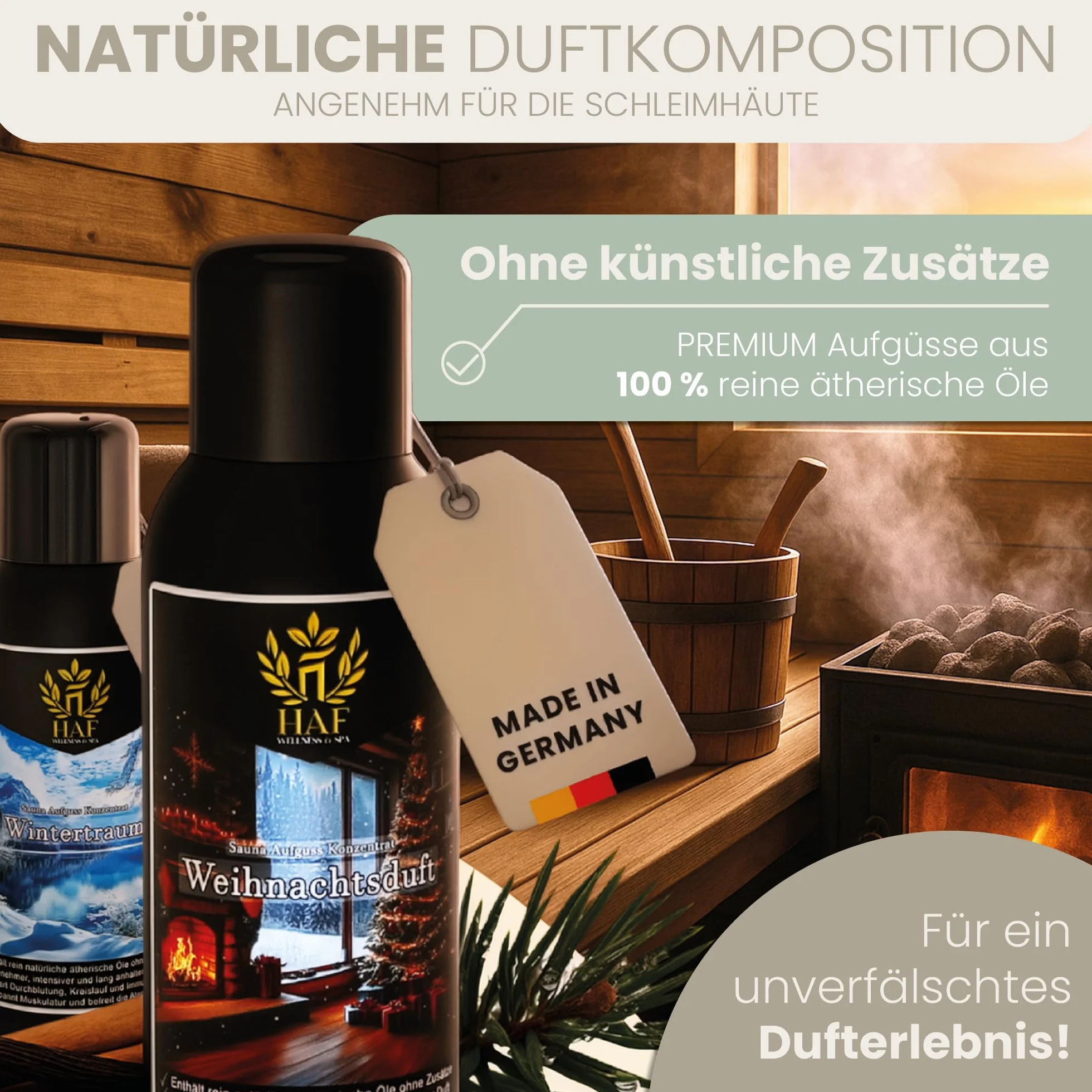 HAF Koncentrat do sauny, lawendowy, 100 ml, zapach sauny z naturalnymi olejkami eterycznymi, napar do sauny bez sztucznych dodatków, olejek do sauny zapewniający intensywny i długotrwały zapach