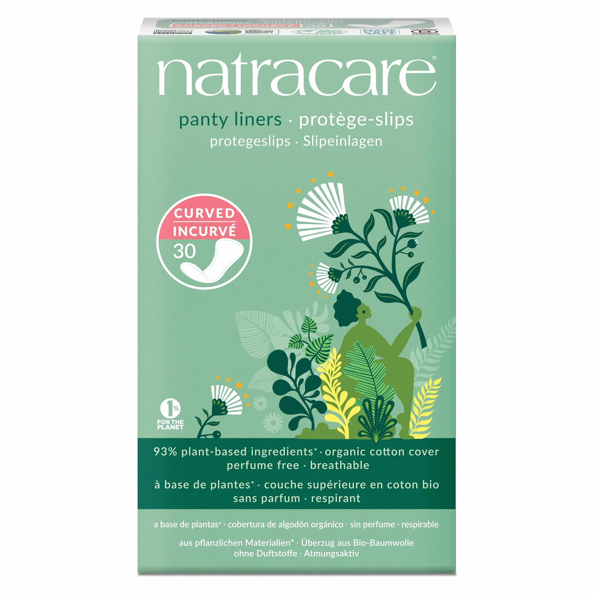 Natracare Organiczne i naturalne wkładki do majtek zakrzywione - 16 x opakowanie 30 sztuk (480 wkładek)