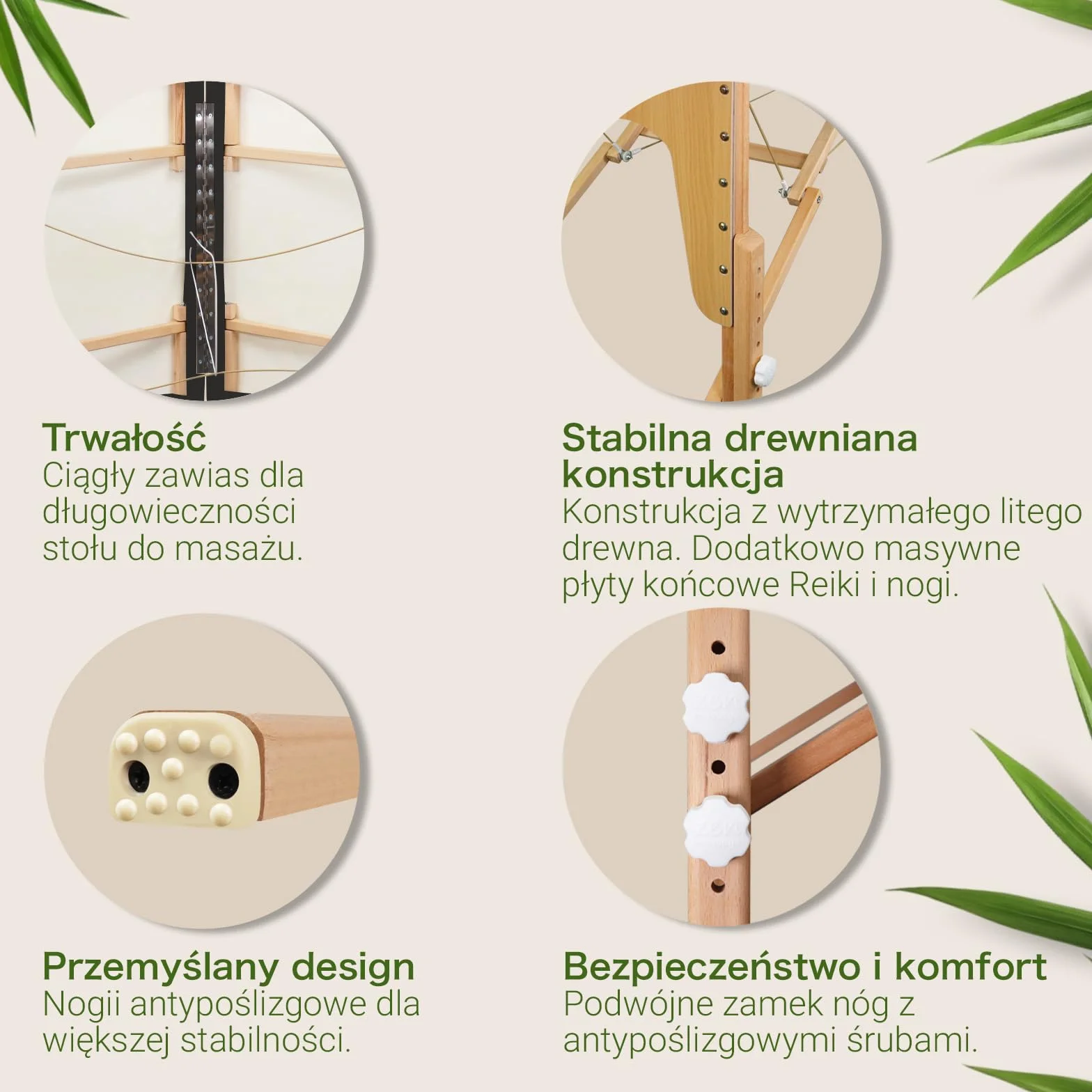 MASSUNDA Mobile Comfort Deluxe stół do masażu składany z regulacją wysokości szeroki lite drewno ergonomiczny zagłówek