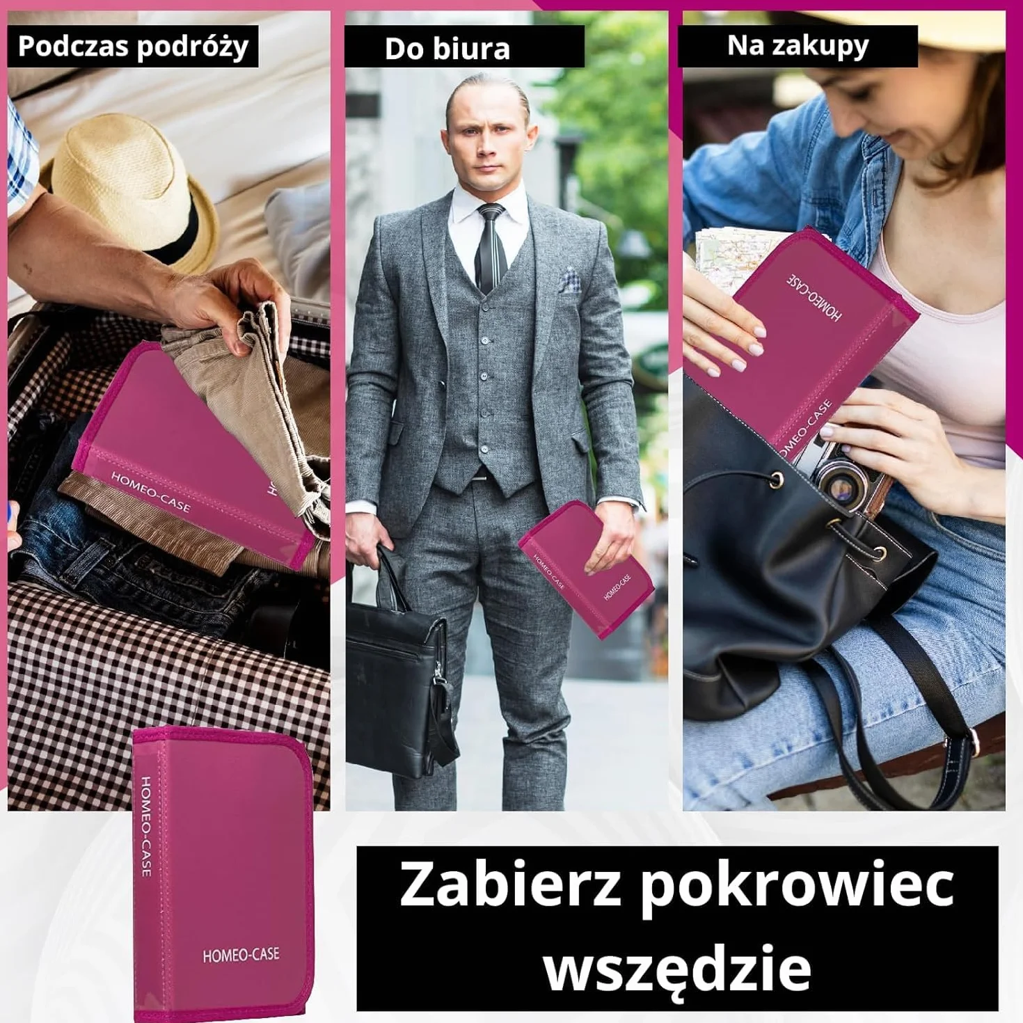 Etui Homeopatyczne 40 Przestrzeni na Fiolki Boiron 4 Grama Różowy