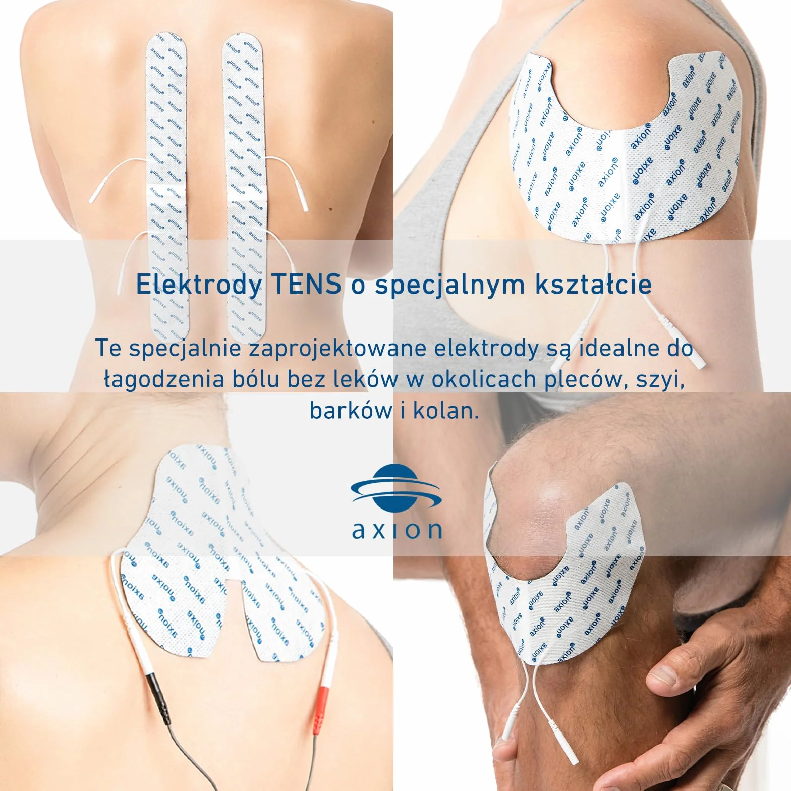 5 elektrod do tens ems- zestaw na ból pleców, karku i szyi i barków - przyłącze na kabel 2mm
