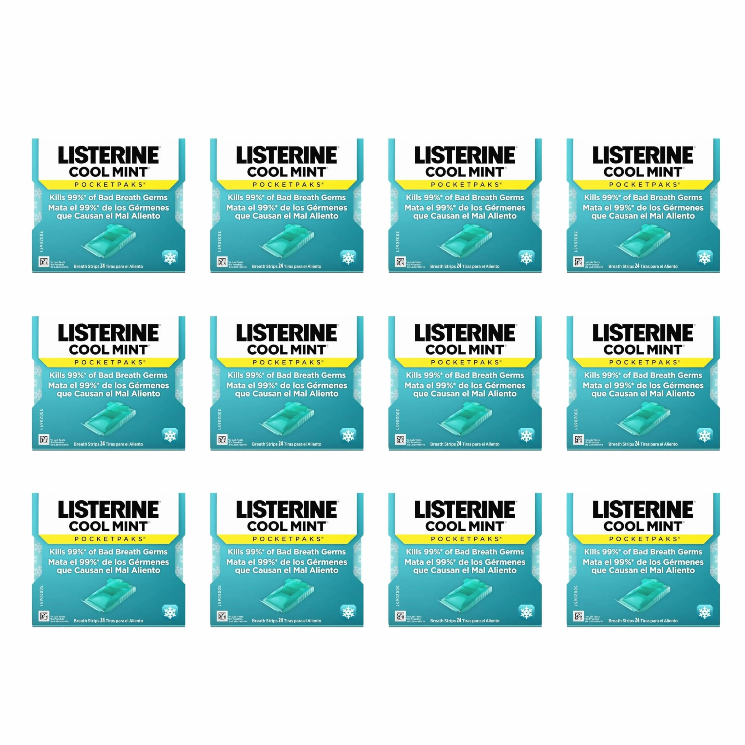 Listerine Pocketpaks zestaw 12 opasek świeża mięta 24 szt