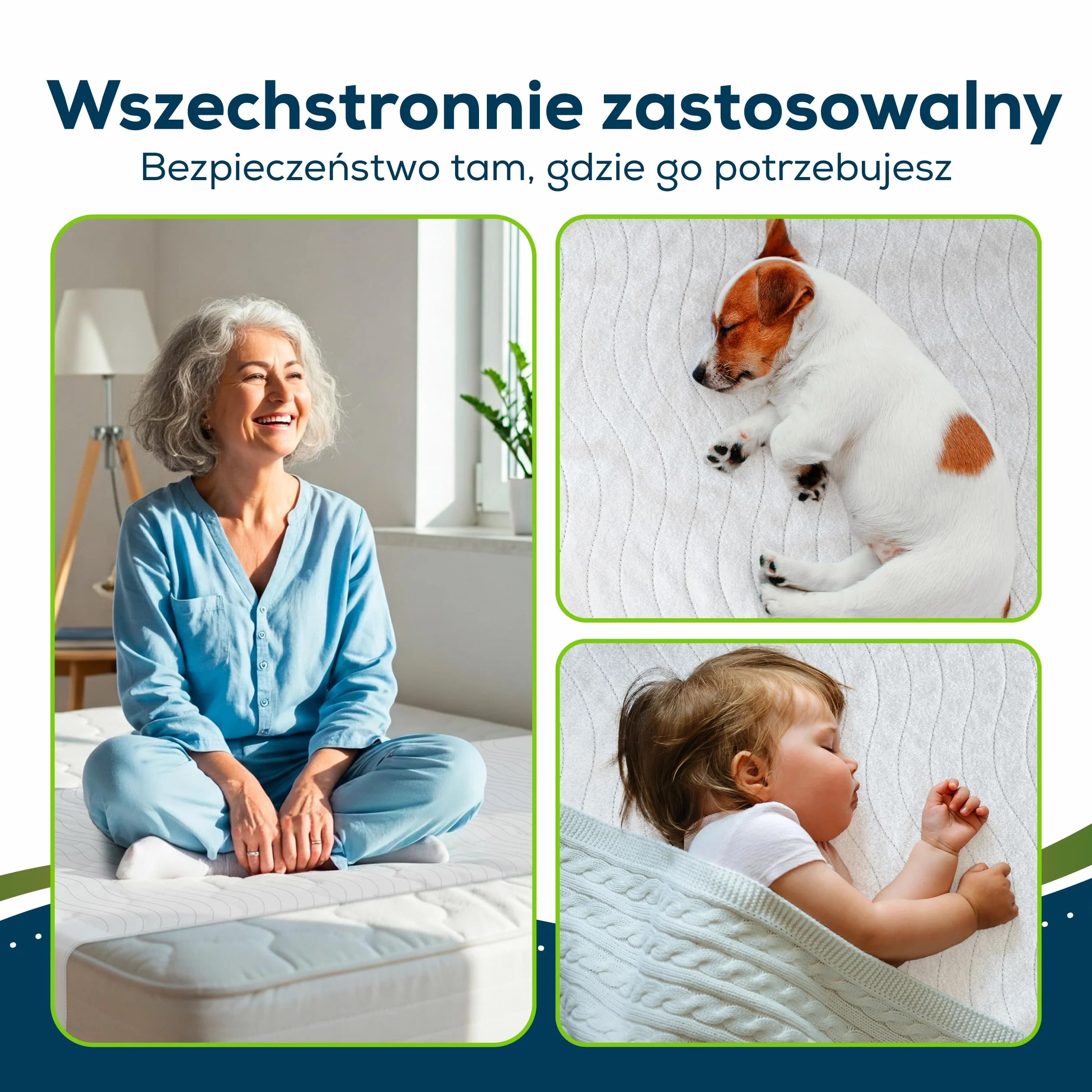Sensalou Wielorazowy Podkład Na Materac 85x90 cm ze Skrzydłami 44 cm – Wodoodporny Podkład Higieniczny, Chłonny Podkład Na Łóżko 2400 ml/m², Miękki i Cichy Ochraniacz Materaca dla Dzieci i Dorosłych