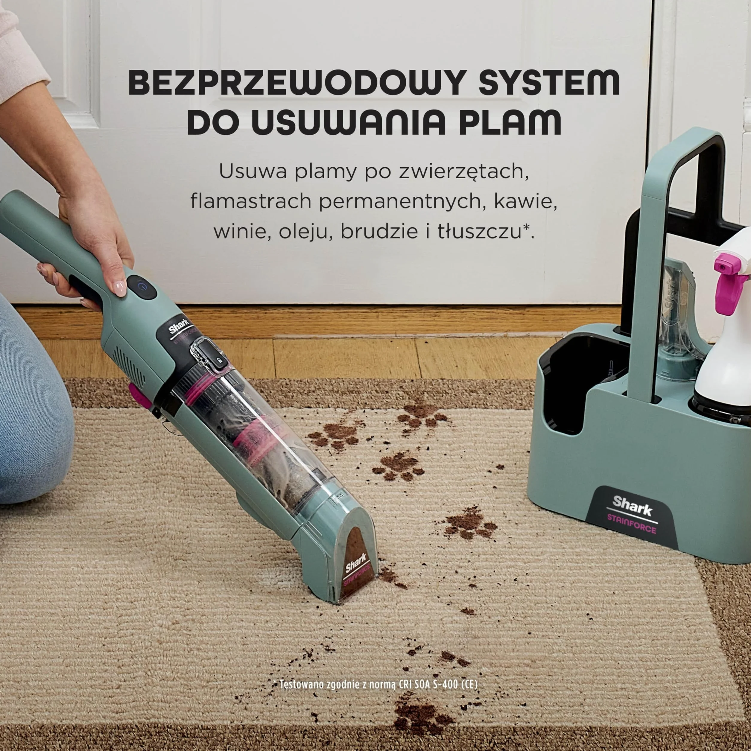 Shark StainForce Lekkie i przenośne urządzenie do usuwania plam i zabrudzeń z dywanów, chodników, tapicerki, schodów, z pojemnikiem, akcesoriami i środkiem czyszczącym (2 szt.), HX100EUCP