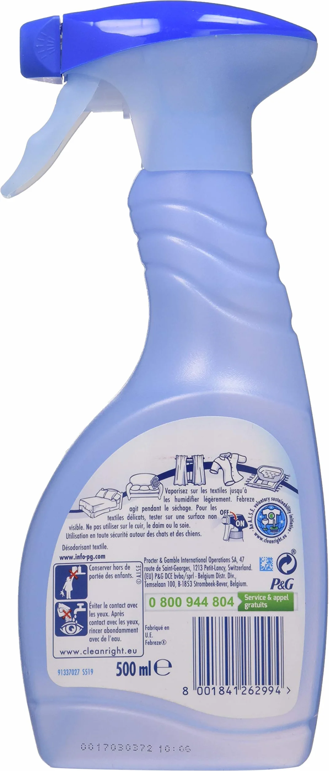 Febreze Klasyczny odświeżacz powietrza, do tekstyliów, 500 ml, usuwa zapachy, które są zawarte w tekstyliach, świeży zapach
