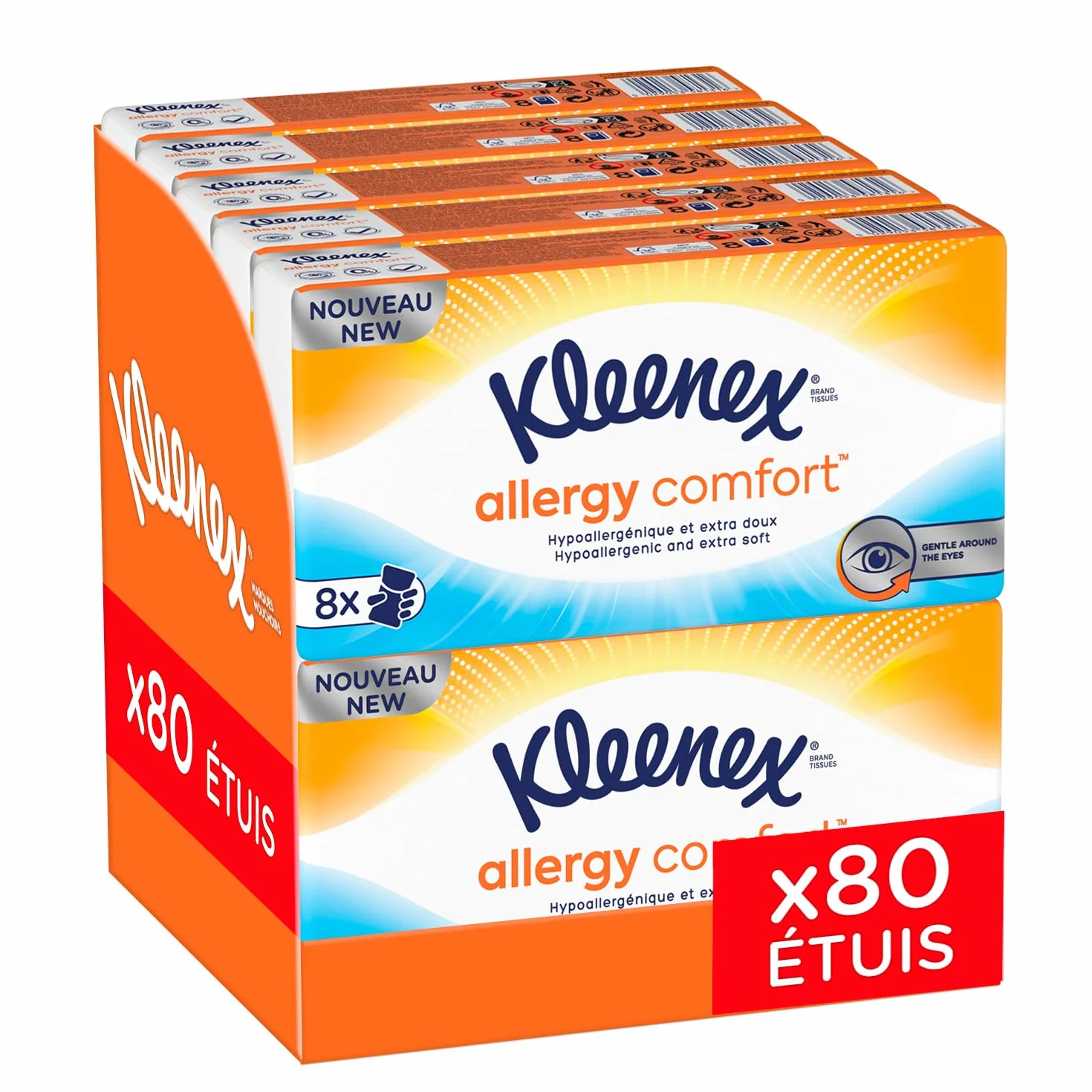 Kleenex Allergy Comfort, 10 opakowań po 8 etui na chusteczki (10x8 etui)